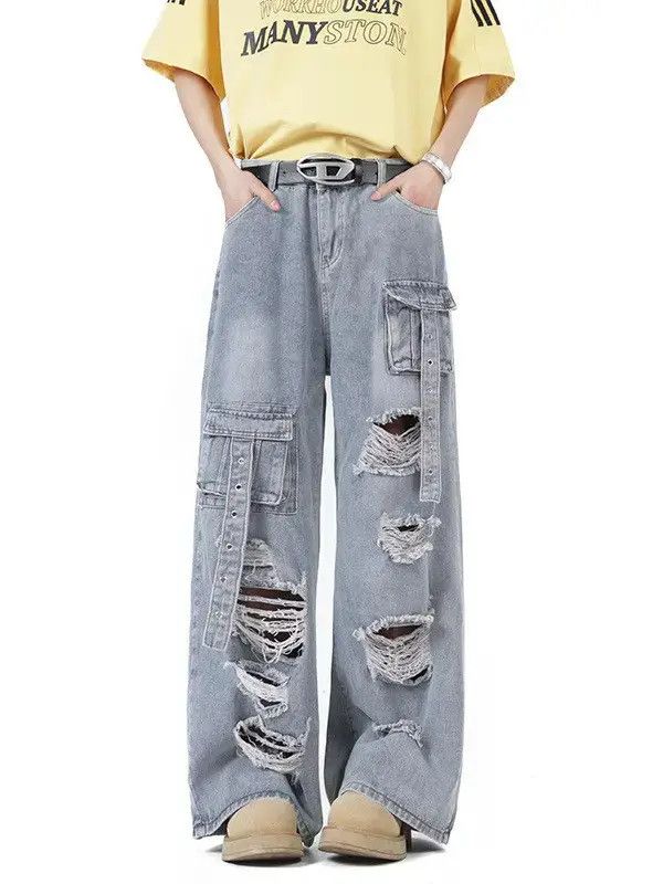 Japanese Brand Retro loose micro flared pocket straight leg jeans Size US 32 / EU 48 - 5 Thumbnail