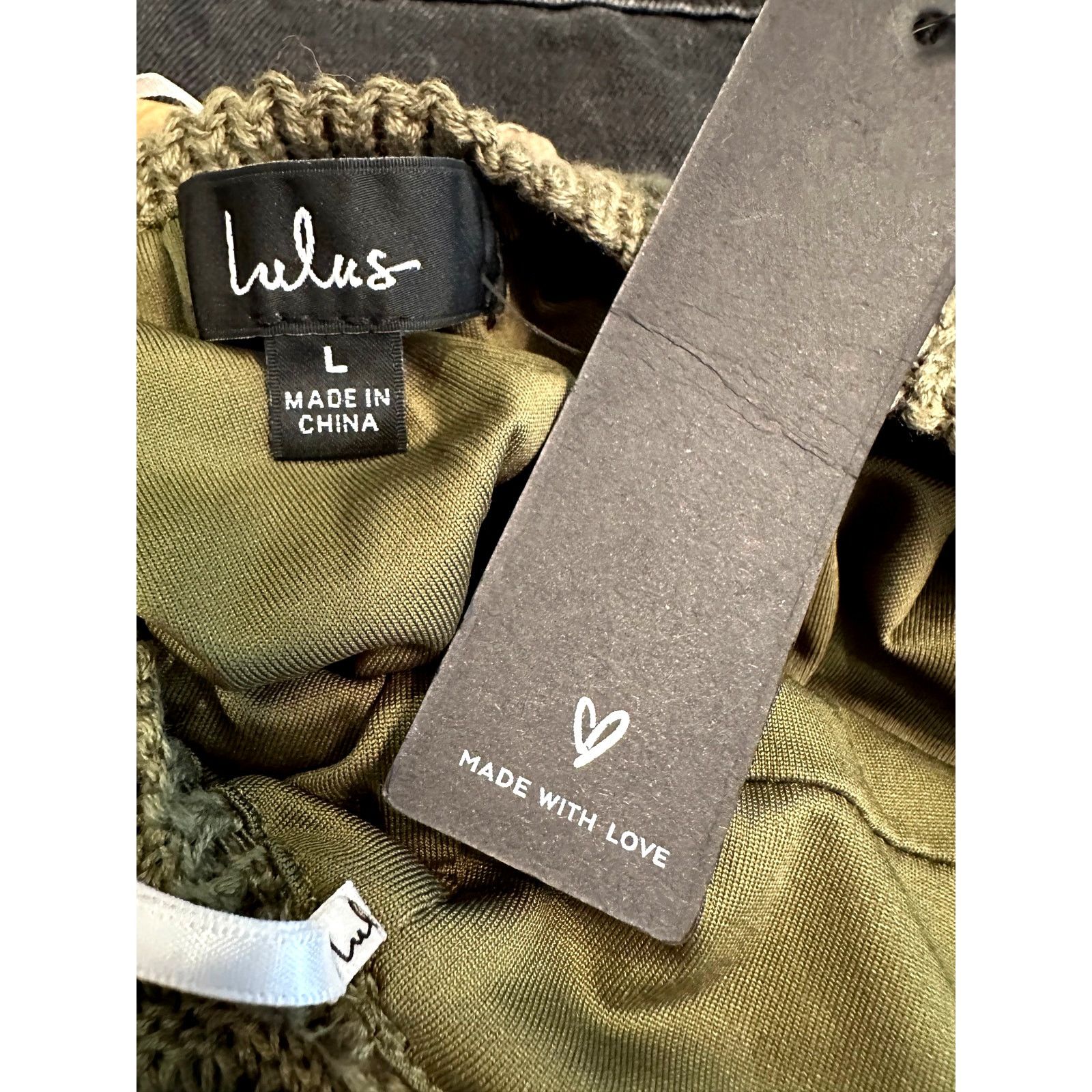 Other Lulu's Blissful Strolls Crochet Wrap Halter Midi Olive L Size L / US 10 / IT 46 - 19 Thumbnail