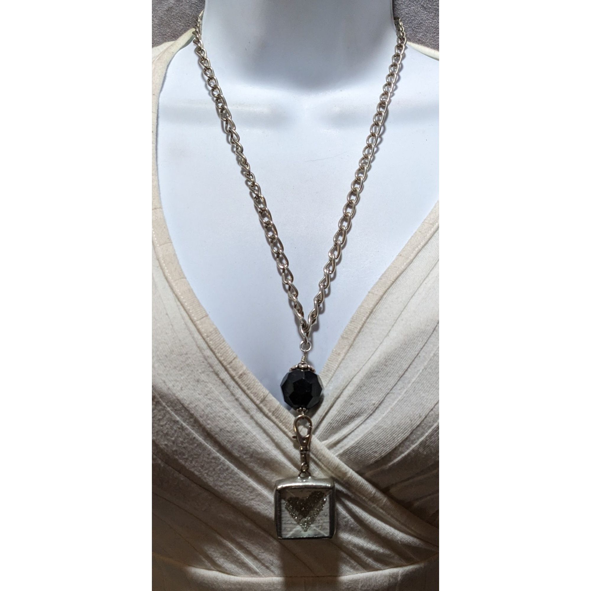 Other Unique Glitter Heart C Reversible Pendant Necklace Size ONE SIZE - 10 Thumbnail