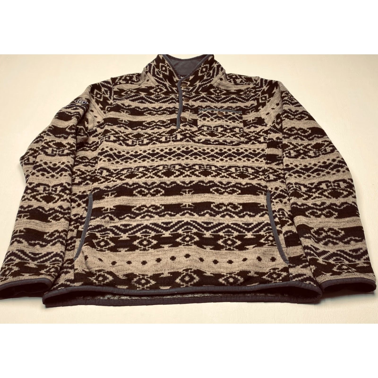 Vintage Mens Large Aztec Print Fleece Pullover Sherpa Adventure Gear 7715 - Mens Large Aztec Print Fleece Pullover Sweater Sherpa Adventure Gear 7715 Size L / US 10 / IT 46 - 2 Thumbnail