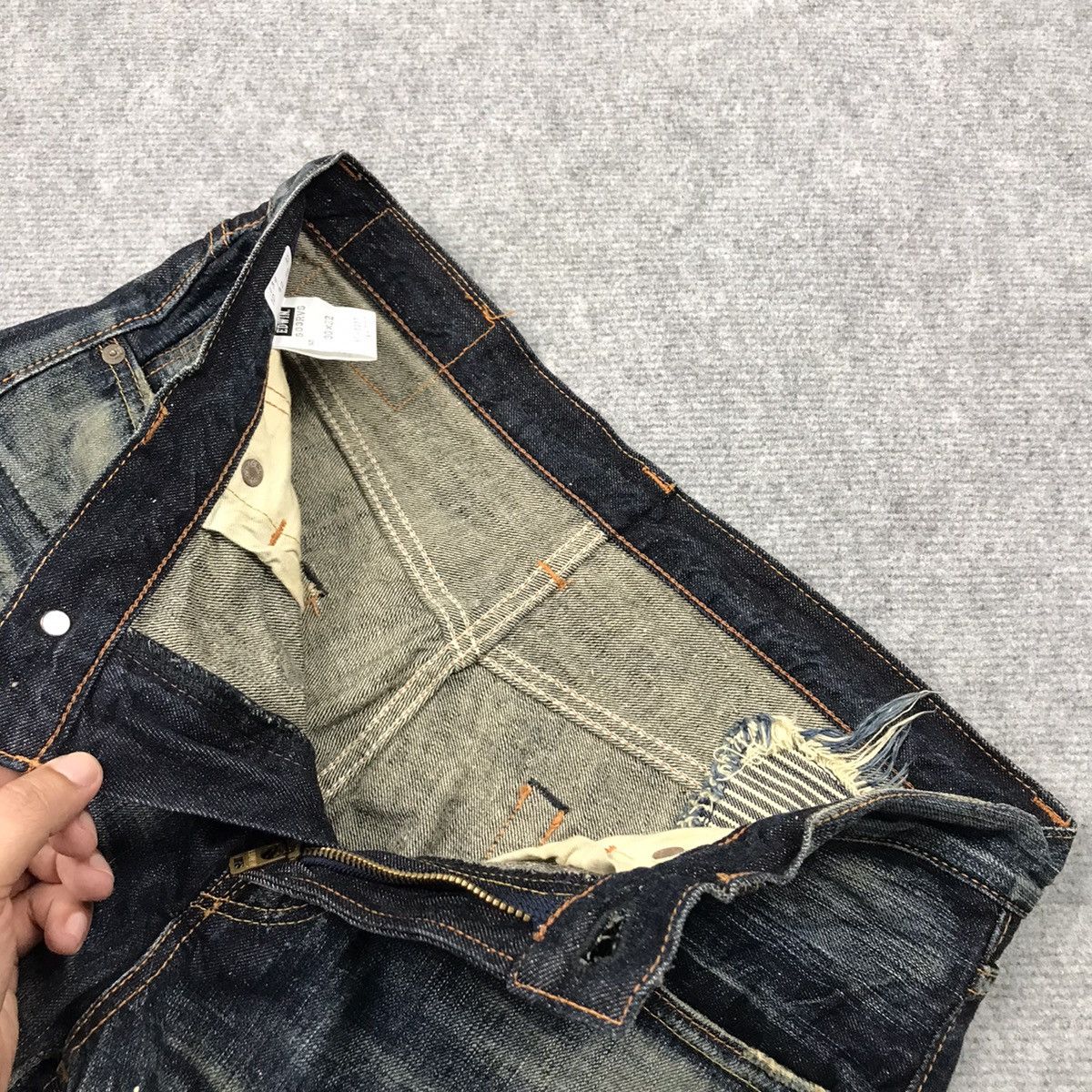 If Six Was Nine × Le Grande Bleu (L.G.B.) RIPPED DISTRESSED PATCHWORK EDWIN JAPANESE DENIM PANTS Size US 30 / EU 46 - 22 Thumbnail