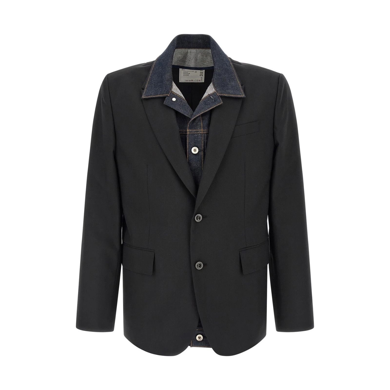 Sacai SACAI Denim Insert Black Wool Blazer New & Authentic (Men's Size US L / EU 52-54 / 3 - 2 Thumbnail