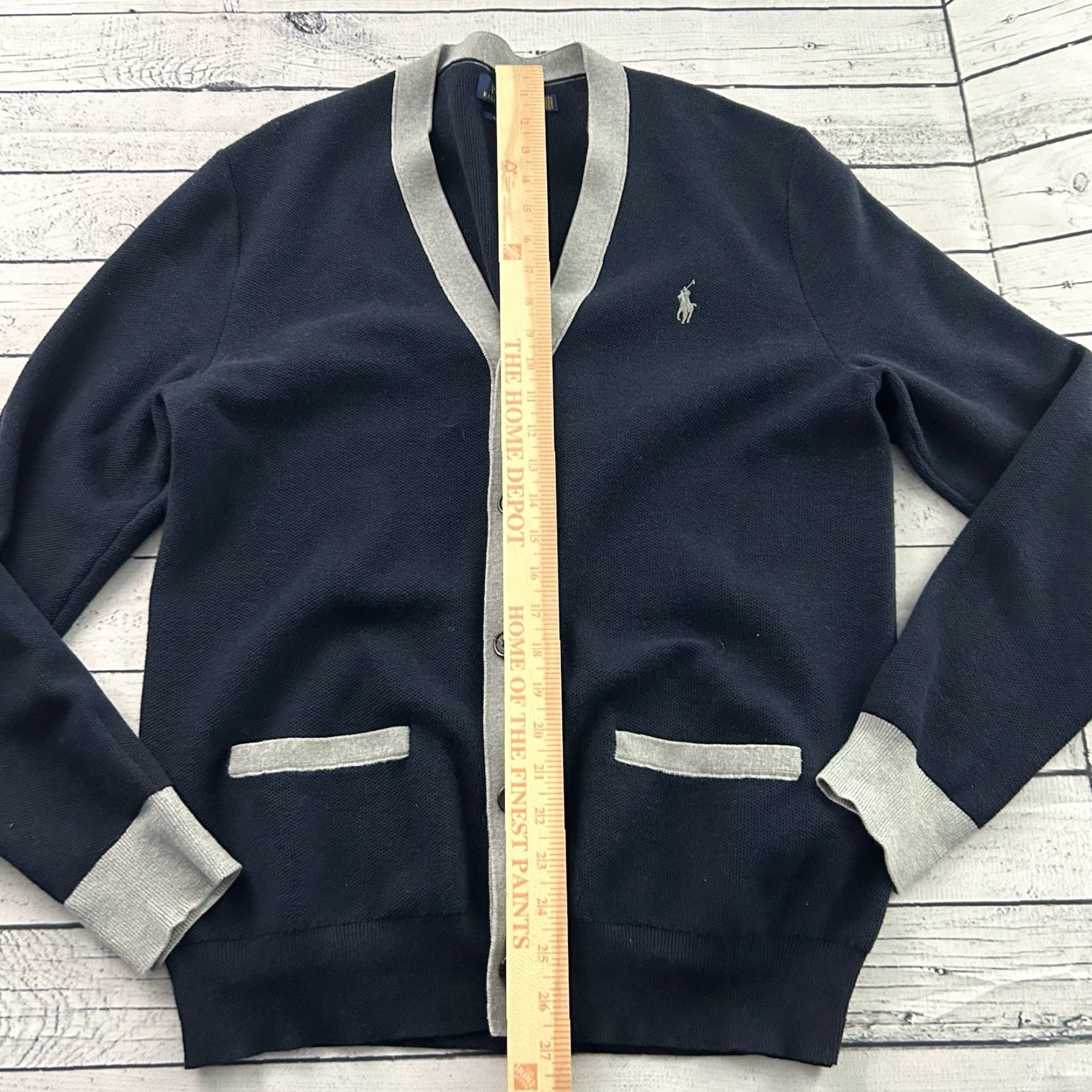 Polo Ralph Lauren Polo Ralph Lauren Pima Cotton Varsity Sweater Men's M Blue Cardigan Knit Log o Button Solid Pattern Shirt Size US M / EU 48-50 / 2 - 4 Thumbnail