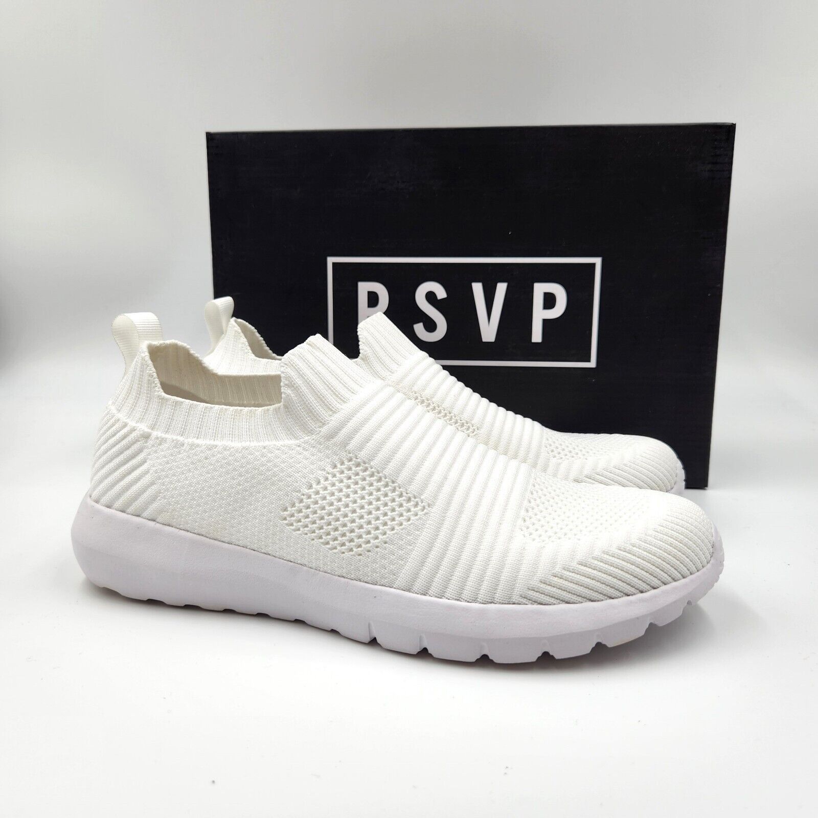 The Unbranded Brand RSVP Women White Knit Athletics Pull-On Sneakers Size US 8M Size US 8 / IT 38 - 1 Thumbnail