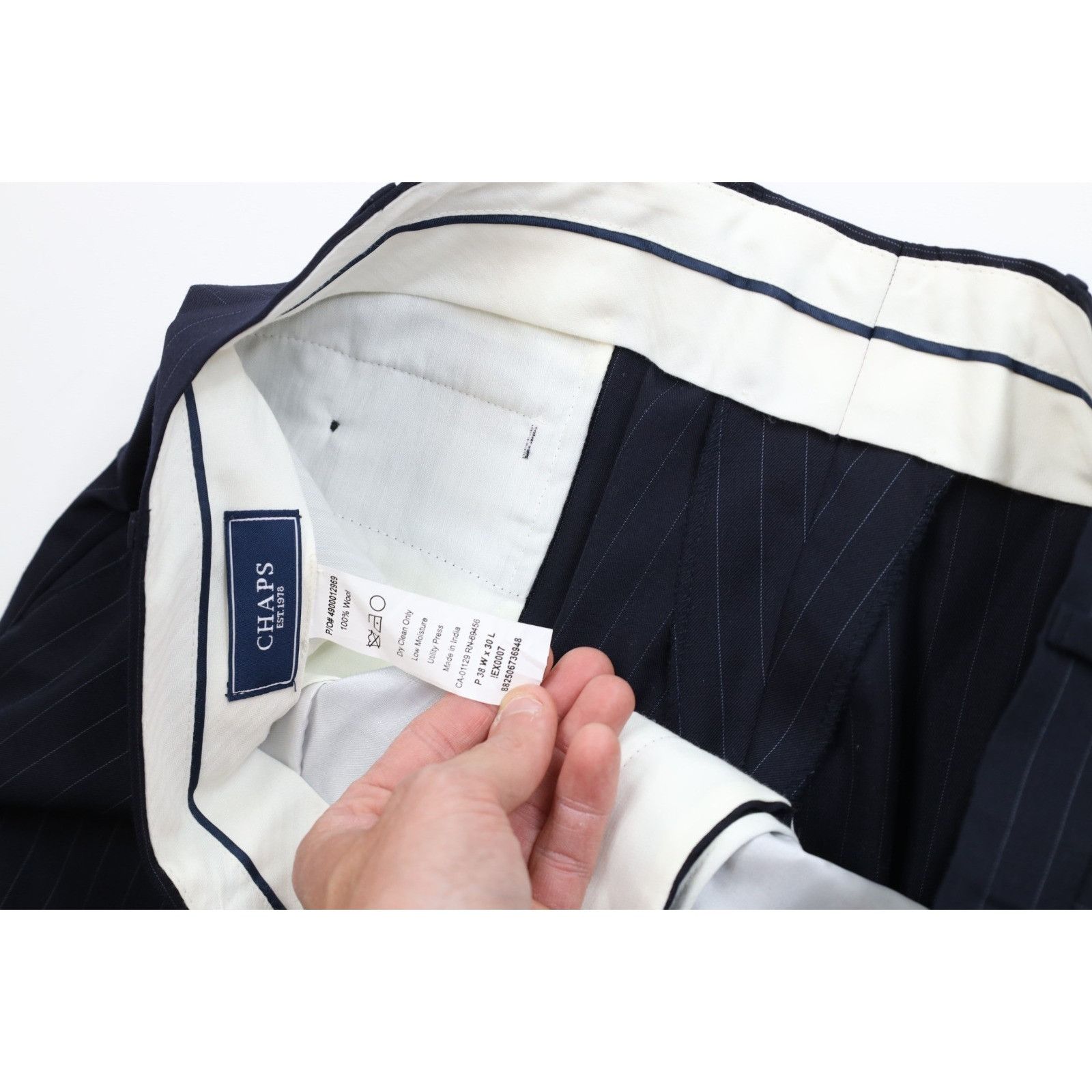Chaps Vintage Chaps 2 Piece Wool Pinstriped Suit Wedding Size 44S - 13 Thumbnail
