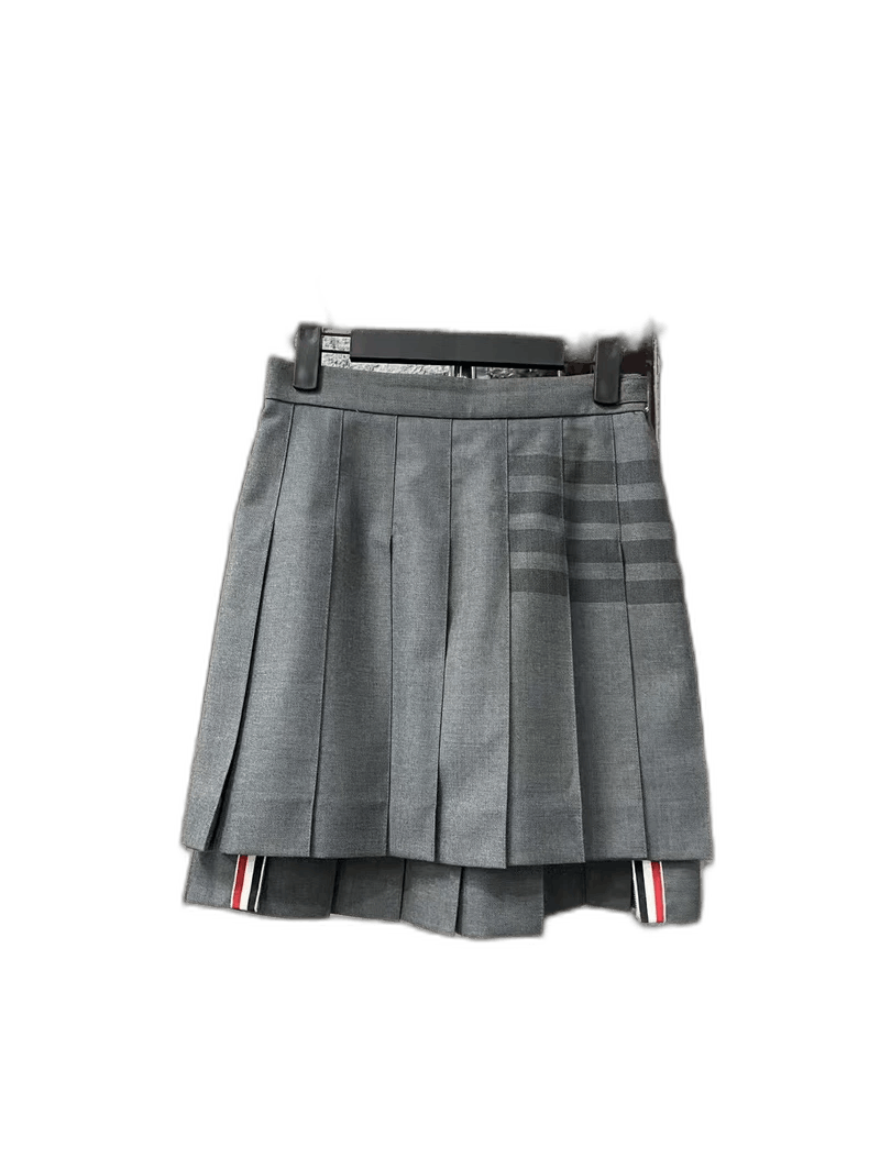 Thom Browne Thom Browne Gray Pleated Mini Skirt Size US 38 / EU 54 - 1 Thumbnail