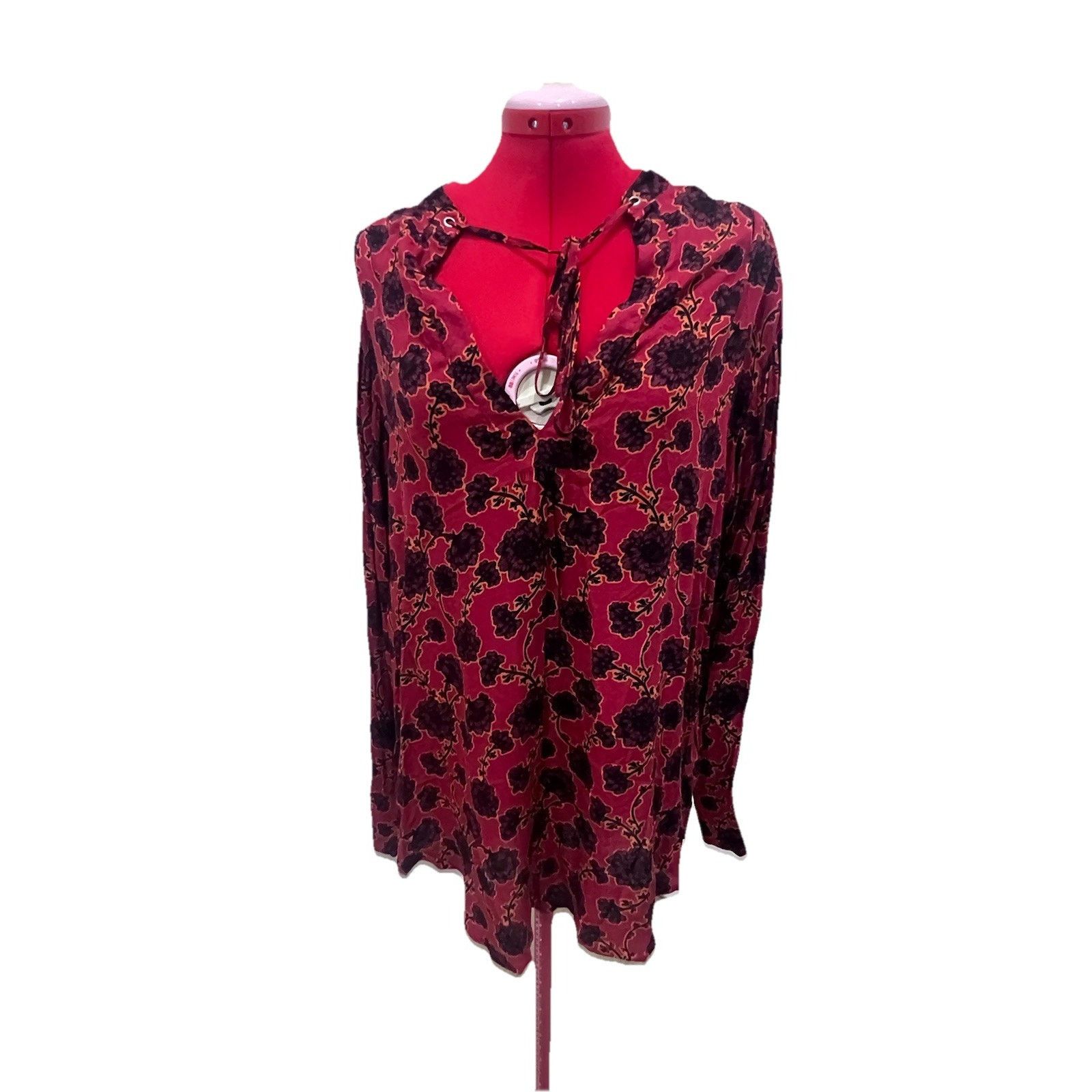 Free People Free People Mia Red Floral Print Tie Neck Boho blouse Size M / US 6-8 / IT 42-44 - 1 Thumbnail