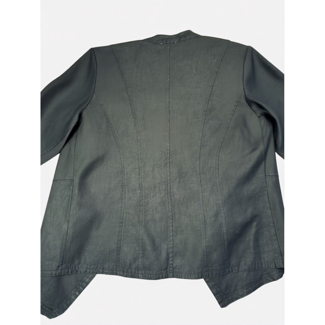 Chicos Chico's Black Open Front Drape Linen Blazer Jacket Size 2 U Size L / US 10 / IT 46 - 4 Thumbnail