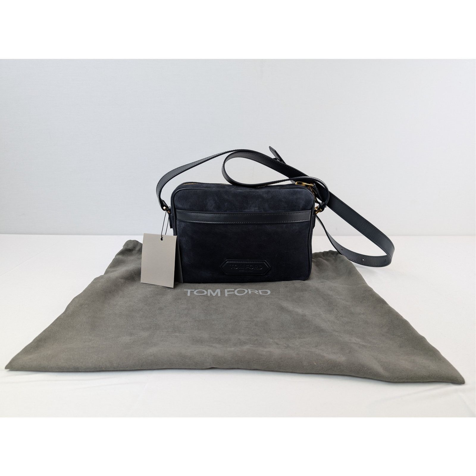 Tom Ford o1rshd1 Logo-Embossed Leather Messenger Bag in Navy Size ONE SIZE - 21 Thumbnail