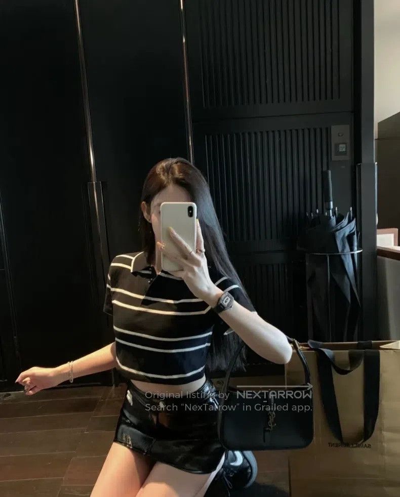 Saint Laurent Paris Saint Laurent Paris Black Striped Contrast Polo Shirt Size M / US 6-8 / IT 42-44 - 9 Thumbnail