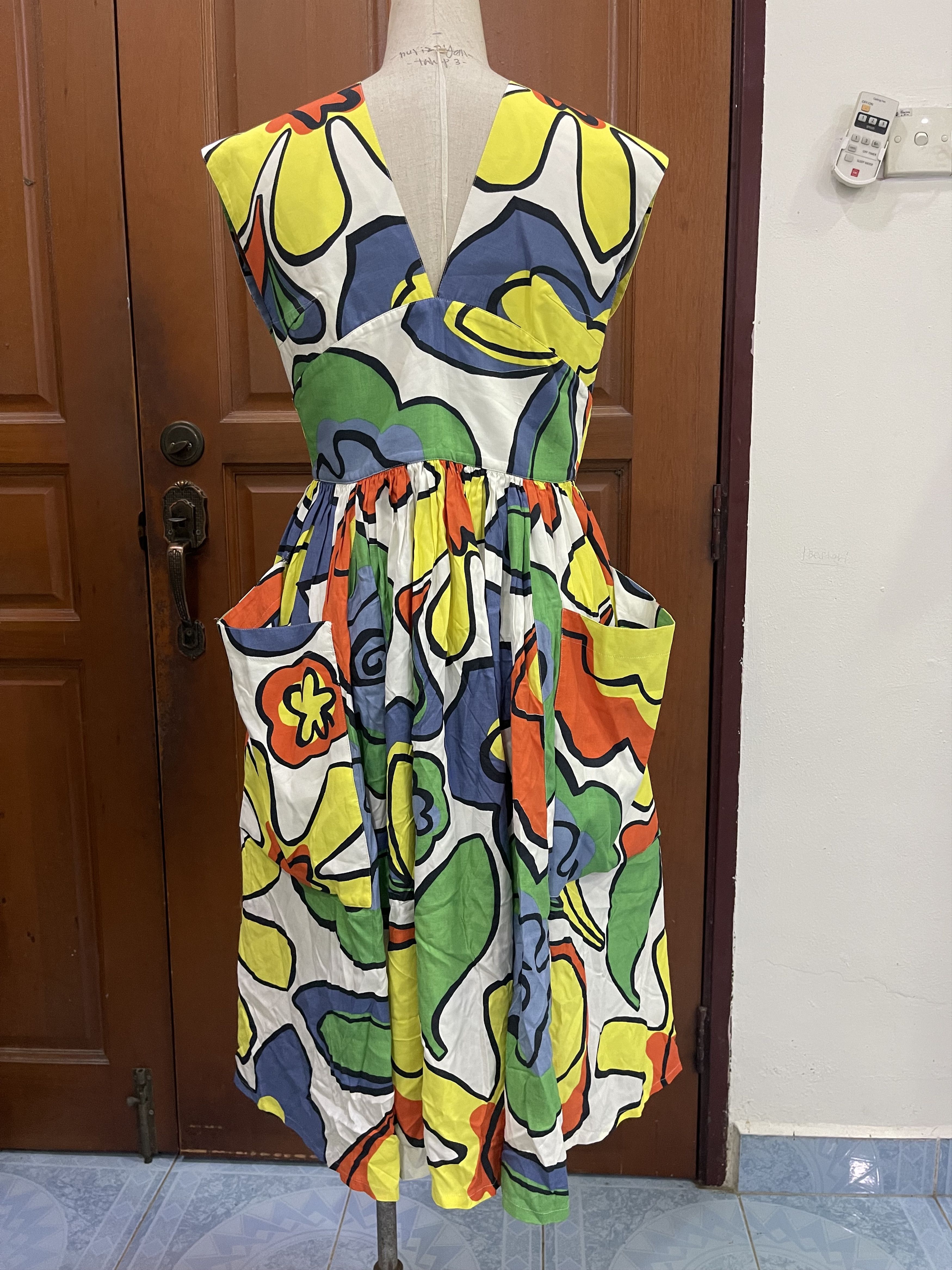 Thierry Mugler × Vintage Thierry Mugler Dress Abstract Pop Art Print Rare Statement Size L / US 10 / IT 46 - 3 Thumbnail