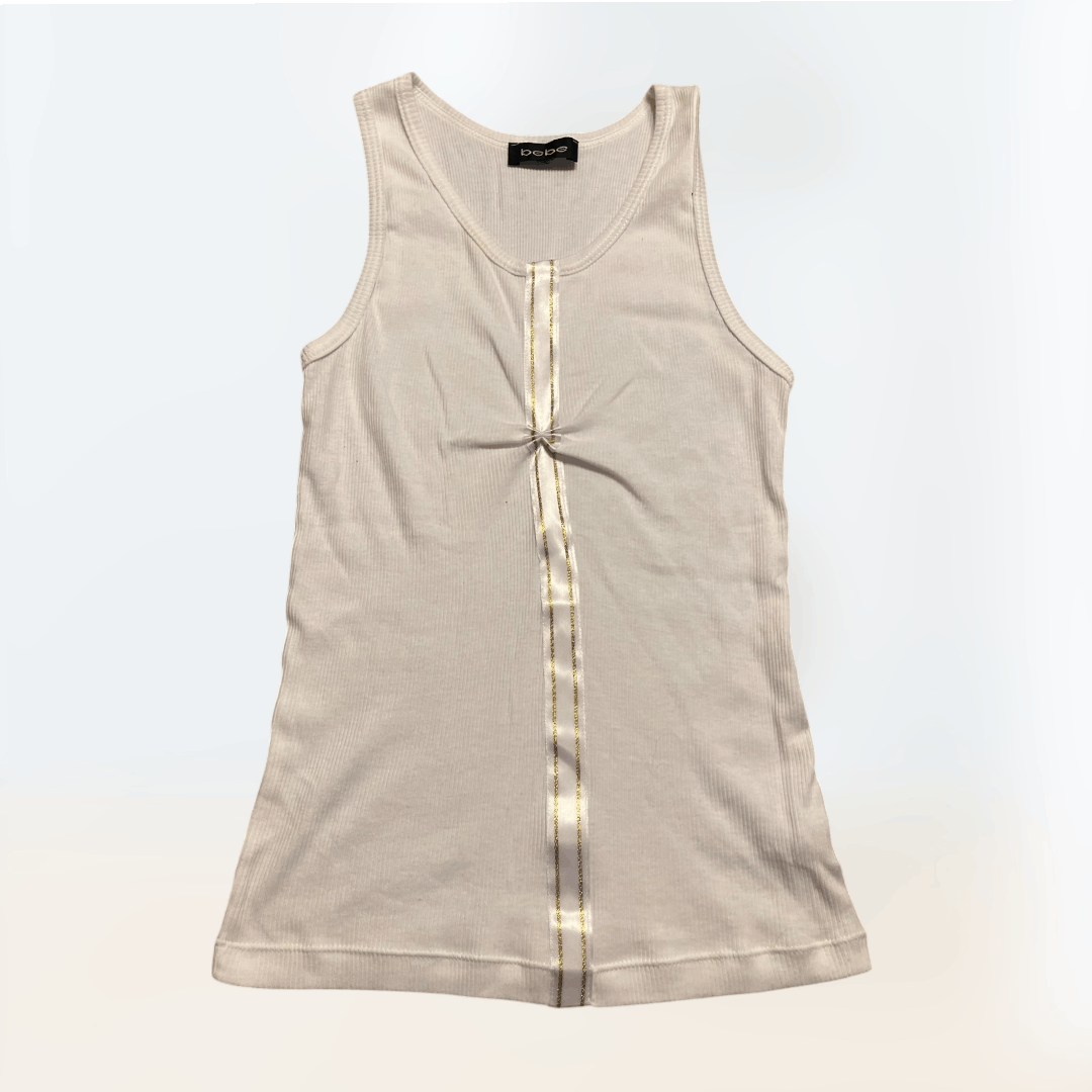Bebe Women's Y2k BEBE white tank gold detail Size S Size S / US 4 / IT 40 - 5 Thumbnail