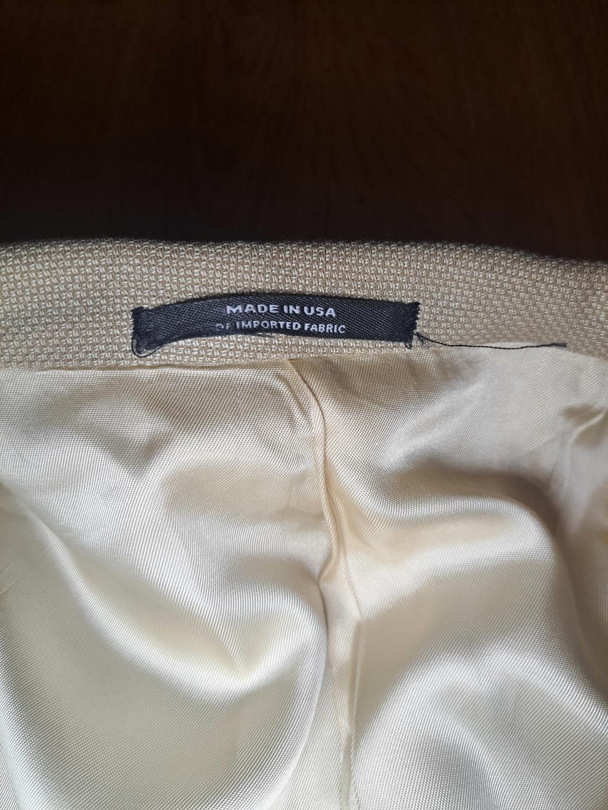 Hart Schaffner Marx Hart Schaffner Marx Sport Coat Mens 44L Beige Hopsack Wool Size 44L - 4 Thumbnail