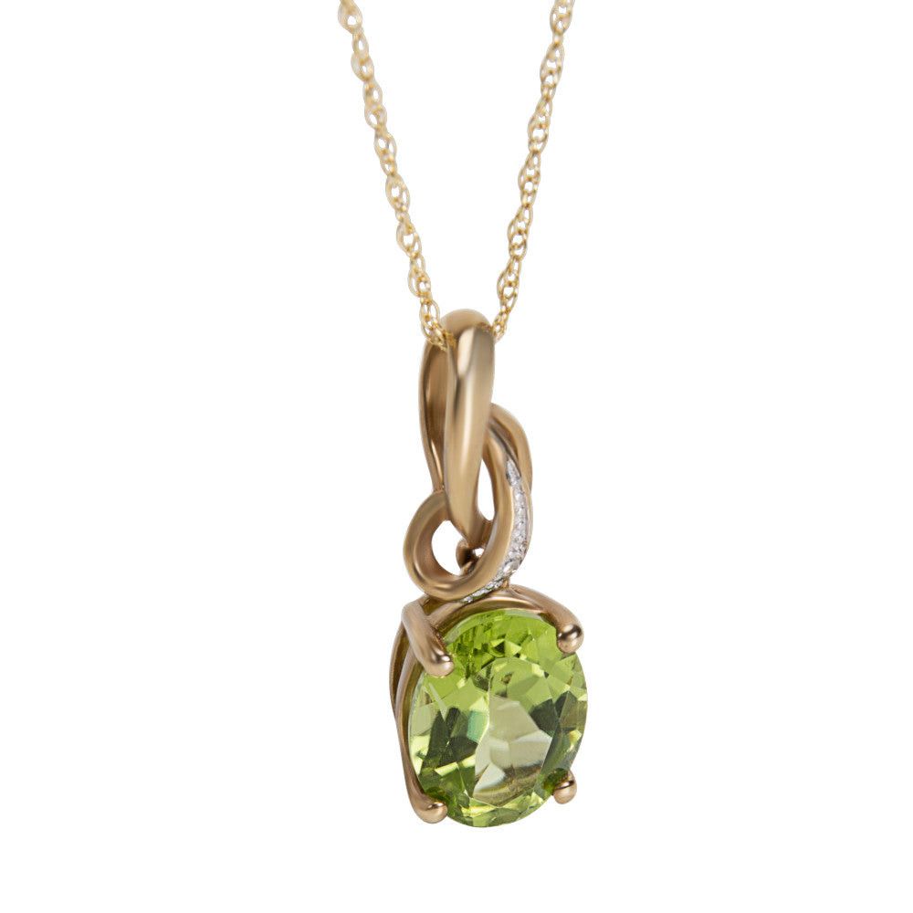 image of Tiffany Co Diamond & Peridot Pendant Necklace In 10K Gold (1.90 Ctw), Women's