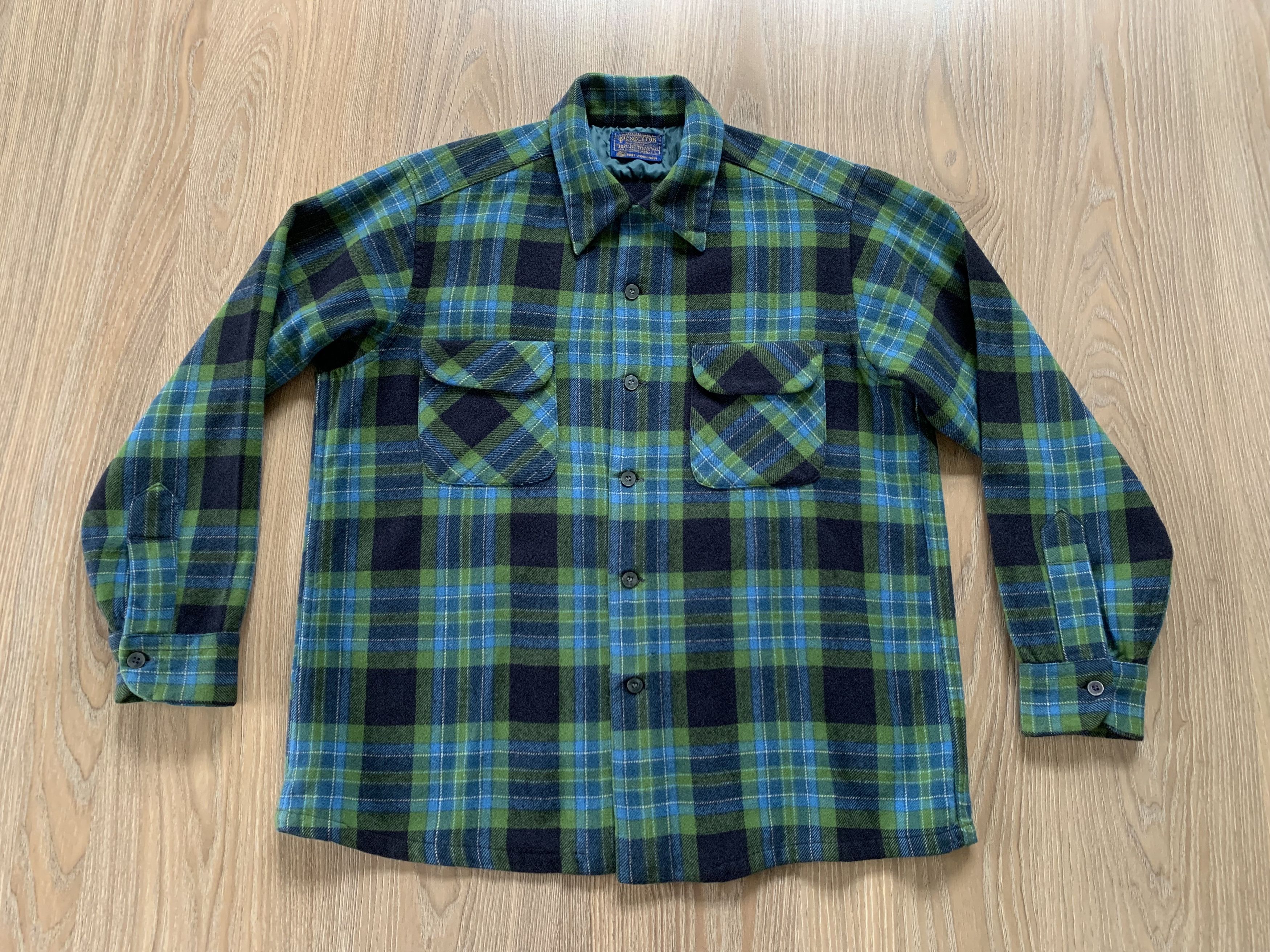 Pendleton Vintage Pendleton Wool Plaid Green Blue Shirt Jacket Size US L / EU 52-54 / 3 - 2 Thumbnail