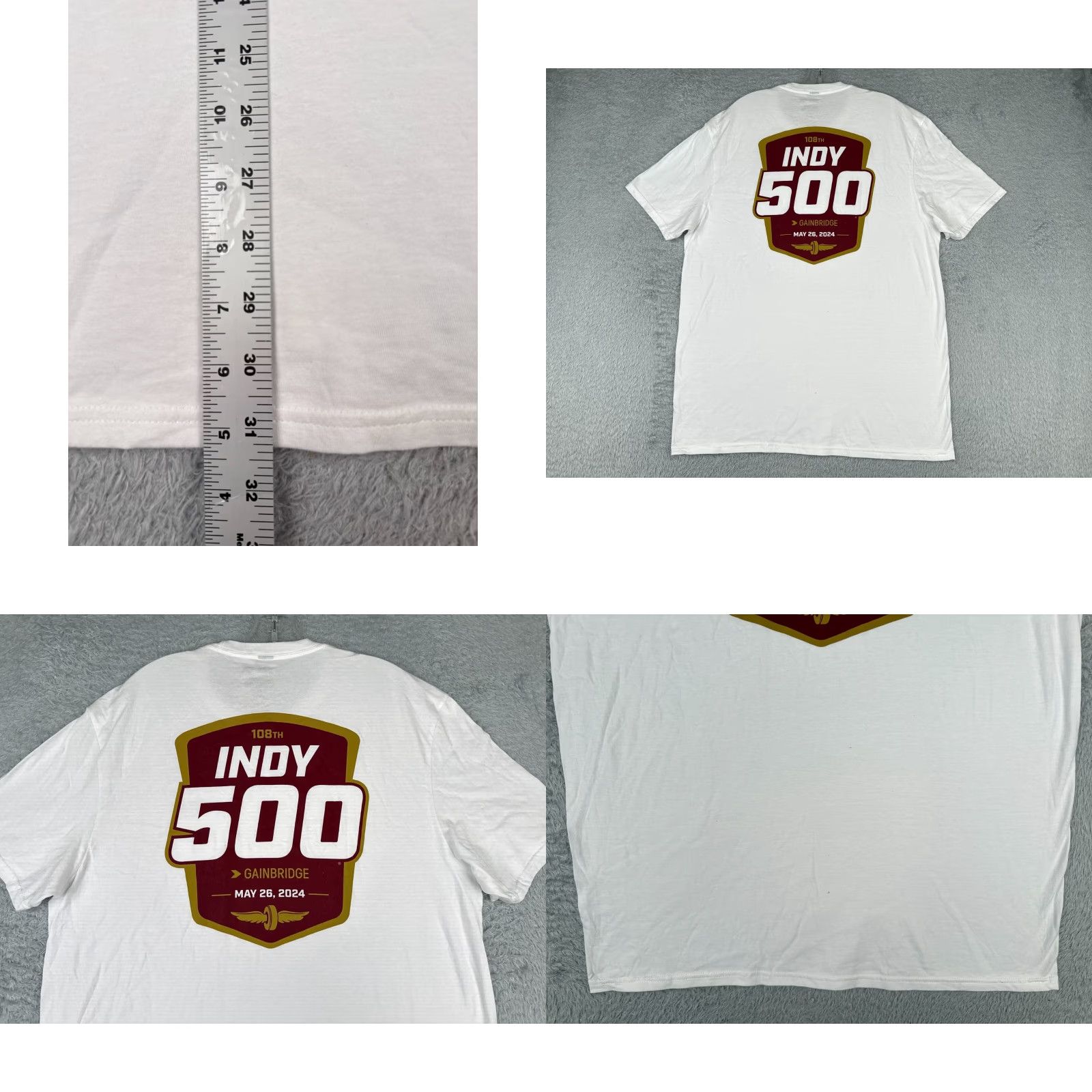 Vintage Indycar Shirt Adult Extra Large White 2024 Indy 500 108th 100% Cotton Crew Neck Size US XL / EU 56 / 4 - 9 Thumbnail