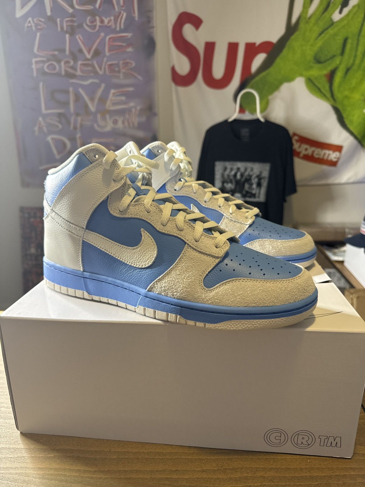 image of Reverse Unc Colorway Nike By You Dunk Shoes in Blue, Men's (Size 13)
