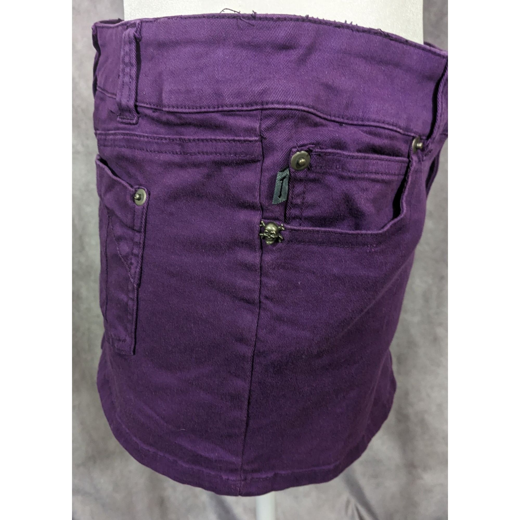 Tripp NYC Gothic Punk Tripp NYC Purple Denim Mini Skirt Size 31" - 11 Thumbnail