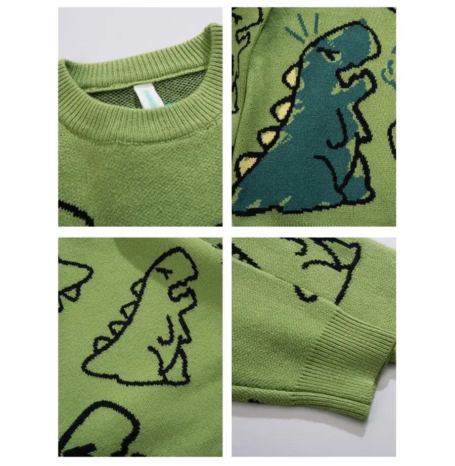 Japanese Brand × Vintage Sweater Men Harajuku Knitted Hip Hop Dinosaur Cartoon Size US M / EU 48-50 / 2 - 5 Thumbnail
