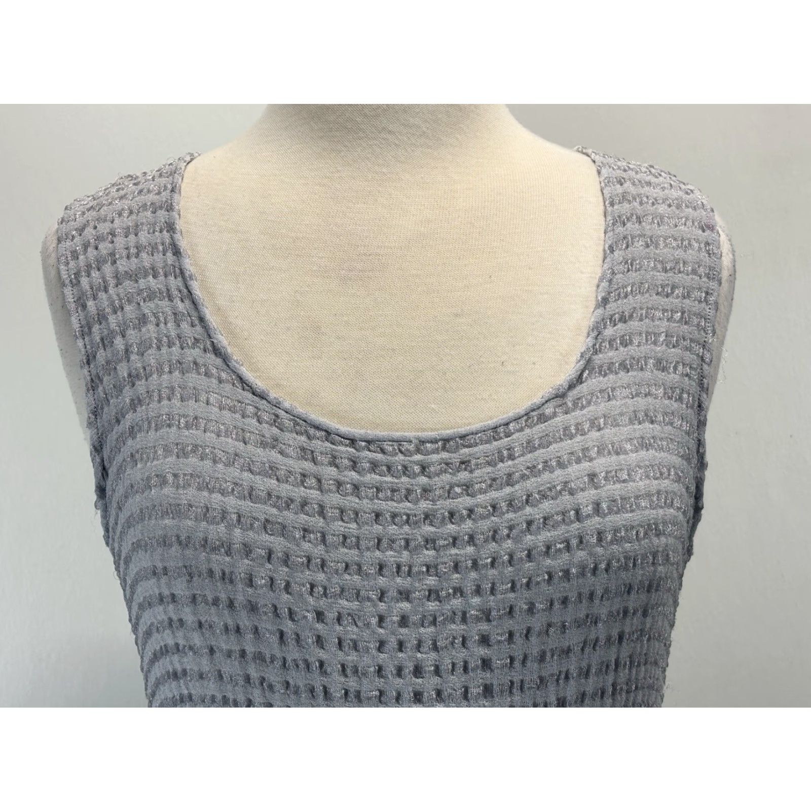 Vintage OHM Sleeveless Maxi Dress Large Gray Layered Stretch Lagenlook Womens Size L / US 10 / IT 46 - 5 Thumbnail
