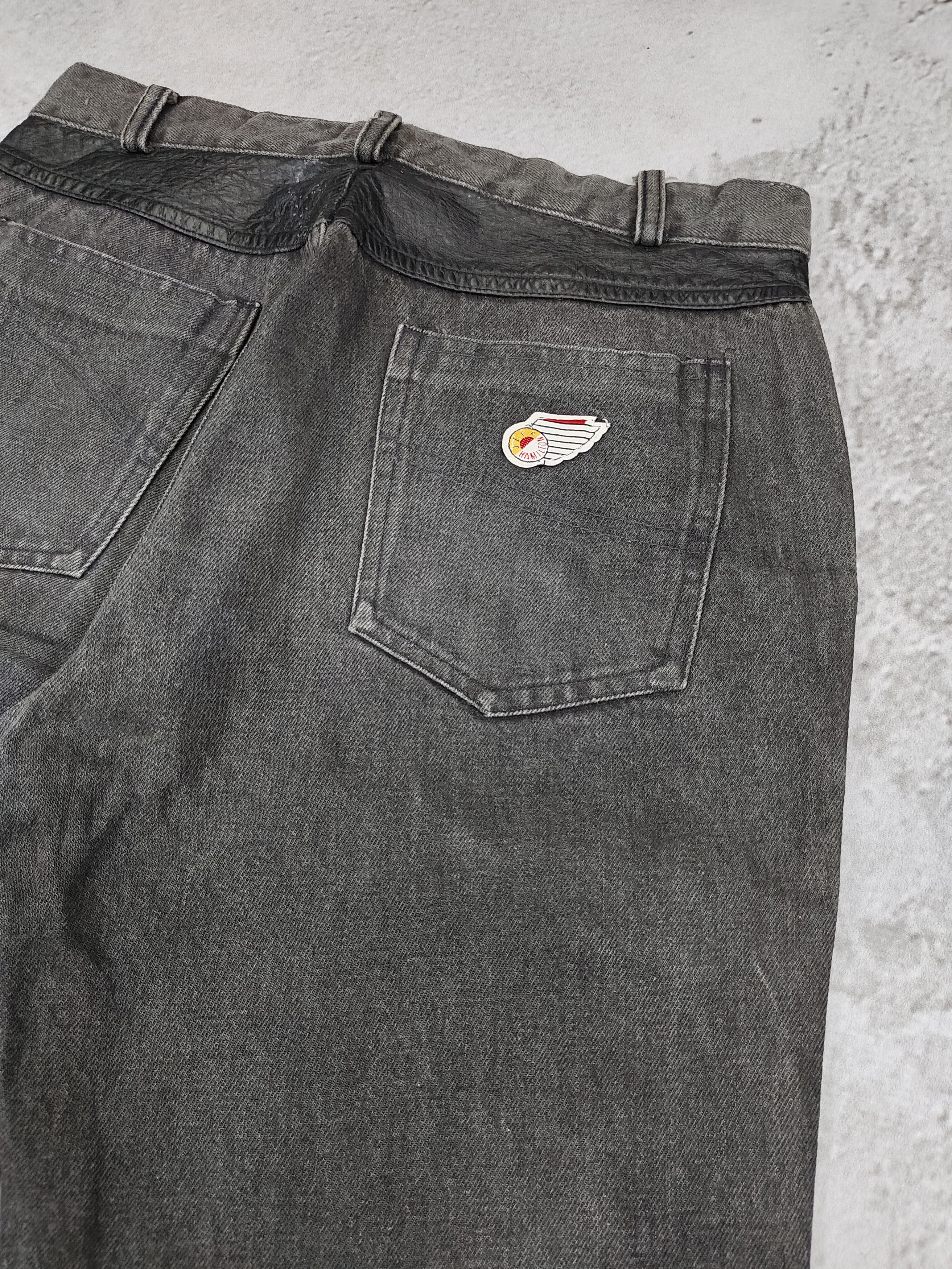 Jeff Hamilton 80s Jeff Hamilton- Archive Rocker Grunge Leather Trim Jeans Size US 31 - 8 Thumbnail