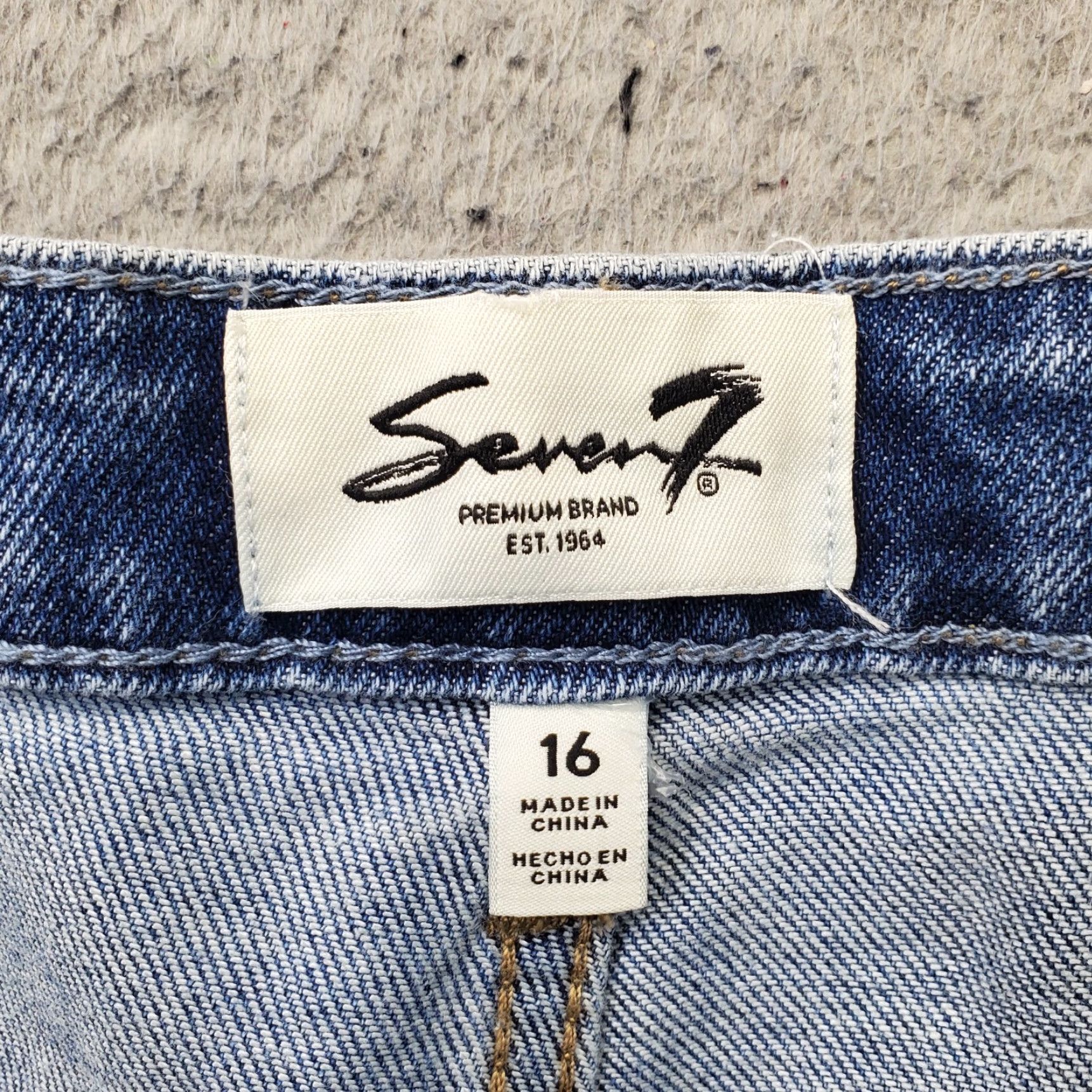 Vintage Seven7 Jeans Womens 16 Blue Denim Fitted High Rise Straight Leg Waist 38 Inseam 31 In Vintage No Size 38" / US 16 / IT 52 - 7 Thumbnail