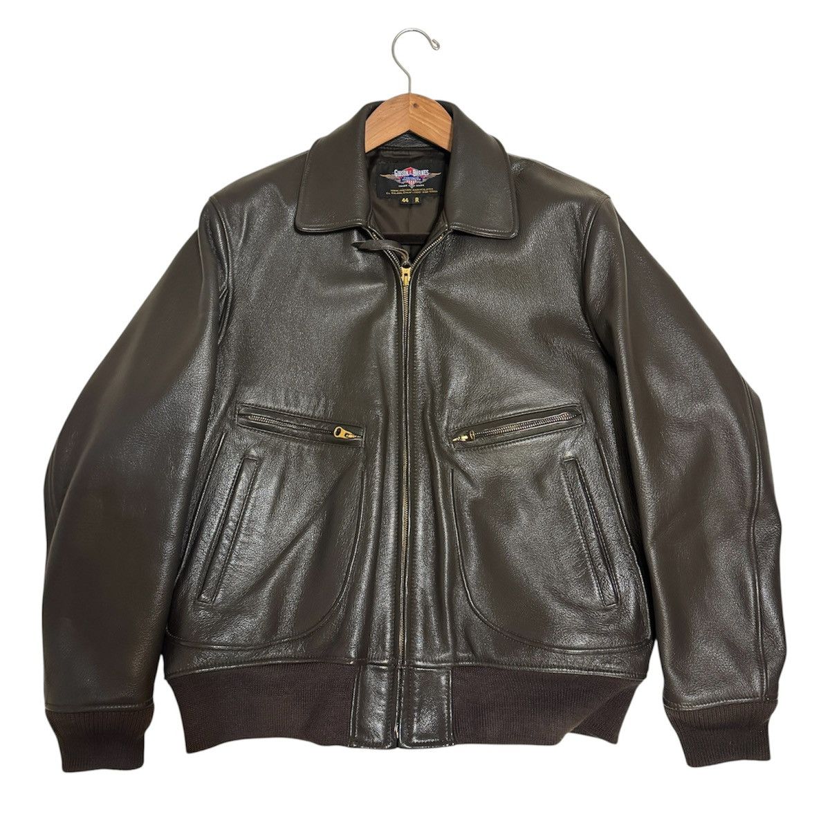 Gibson & Barnes Brown Leather Flight Jacket 44R USA Made