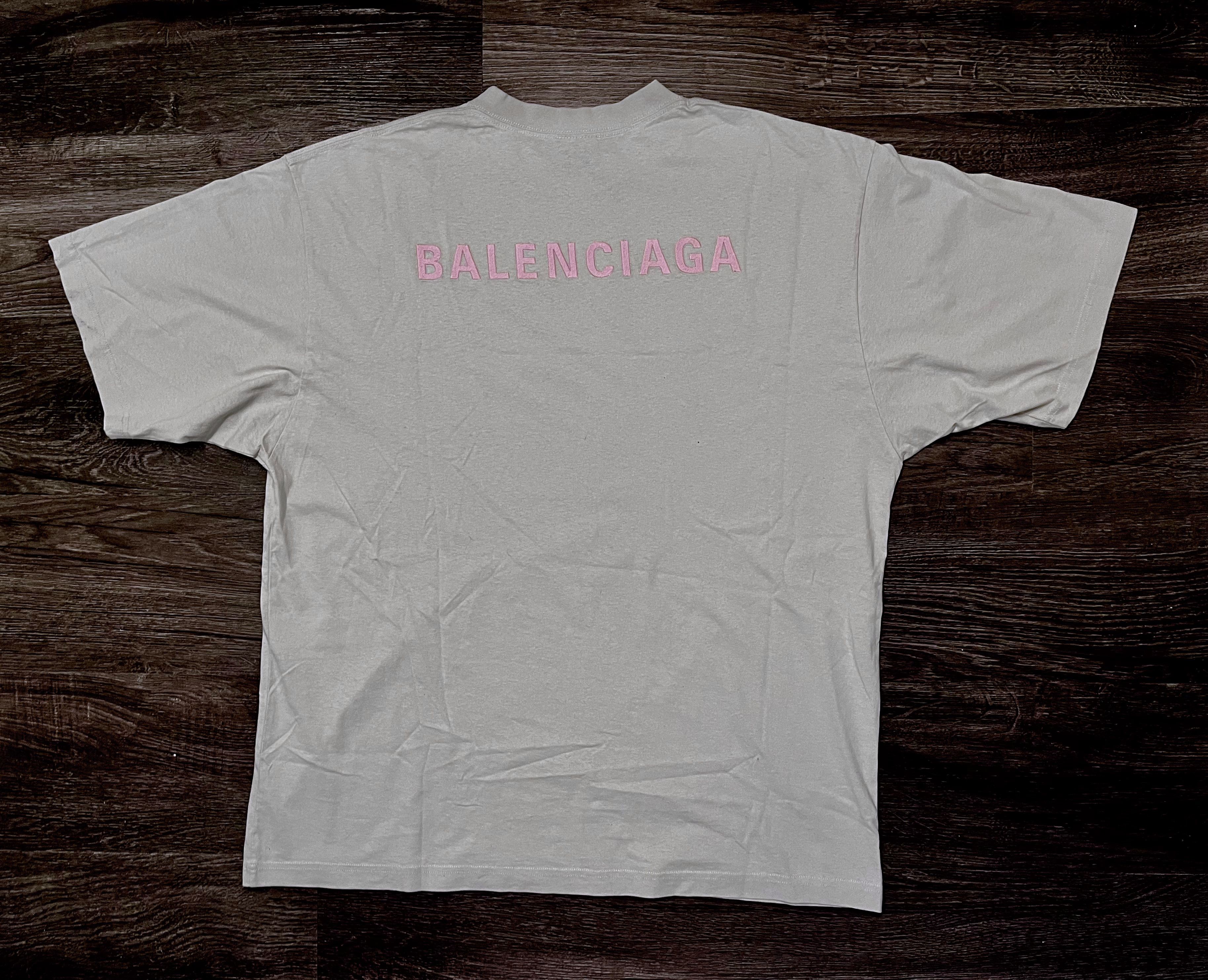 Balenciaga Balenciaga Back Medium Fit T-shirt Dirty White / Baby Pink Size US M / EU 48-50 / 2 - 1 Thumbnail