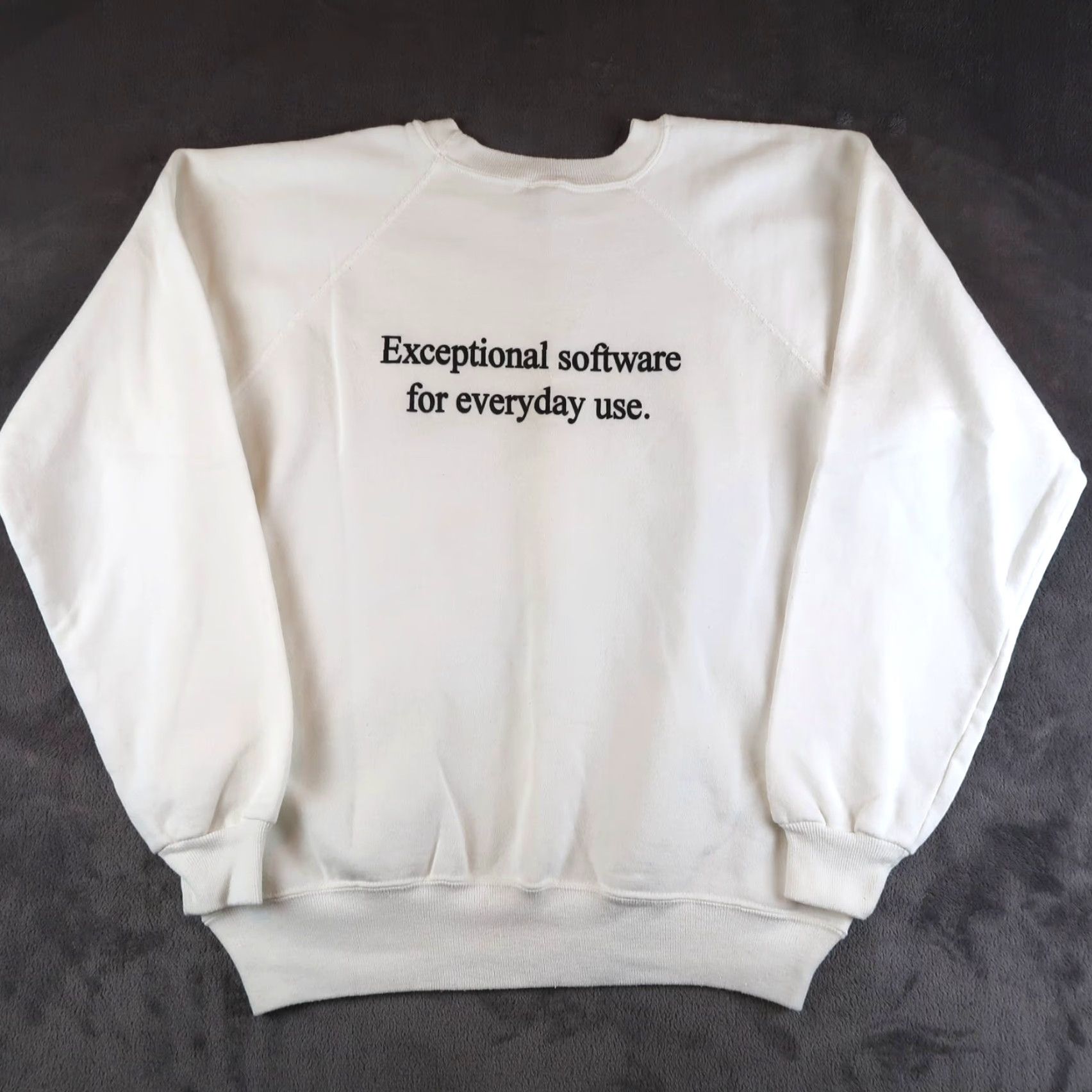 VINTAGE Hanes Sweatshirt Unisex XL Crew Neck White 80s Vintage Raglan Graphic Print All Seasons Activewear Reading Book Club Jane Austen