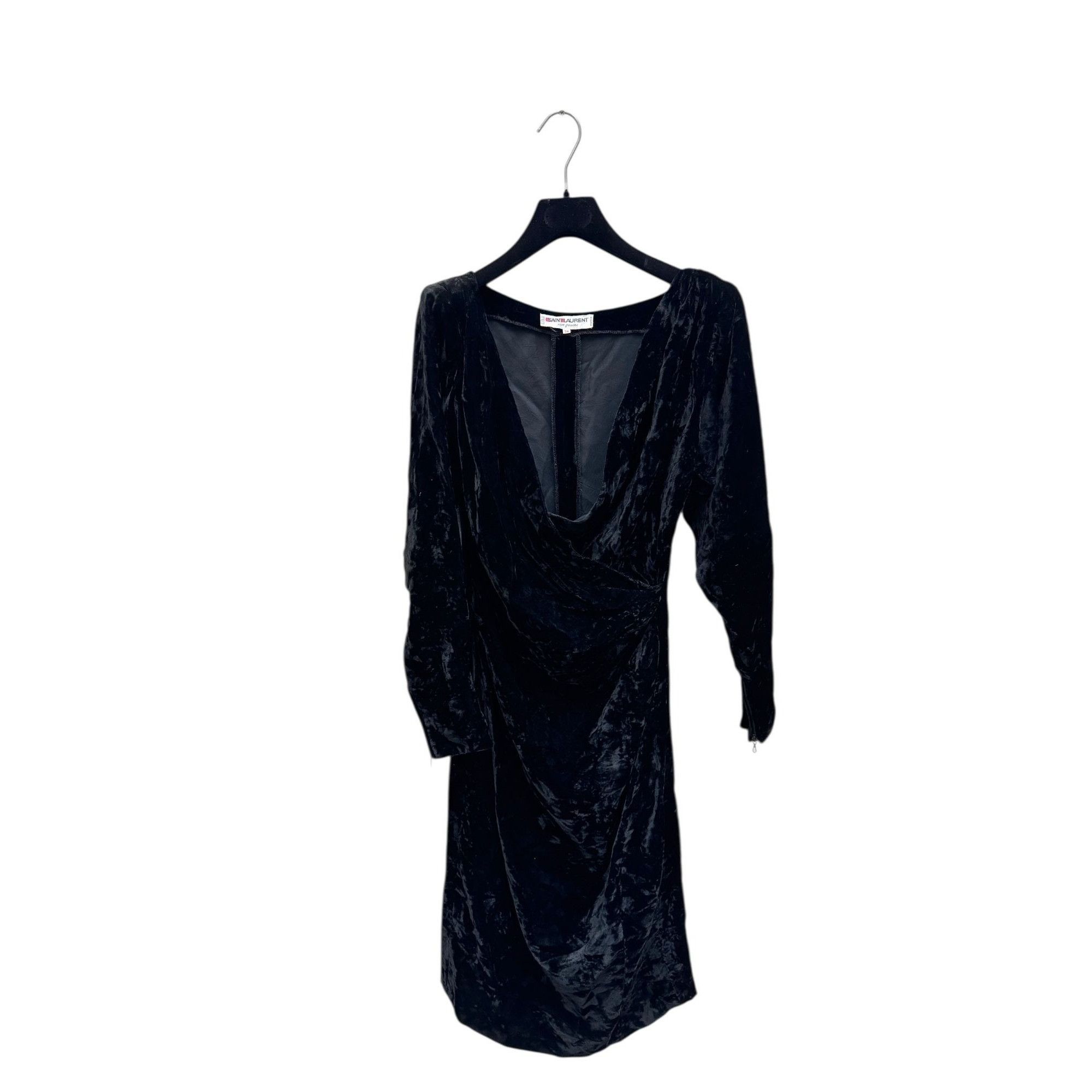 Yves Saint Laurent 1970s Black Velvet Wrap Dress Size XS / US 0-2 / IT 36-38 - 1 Thumbnail
