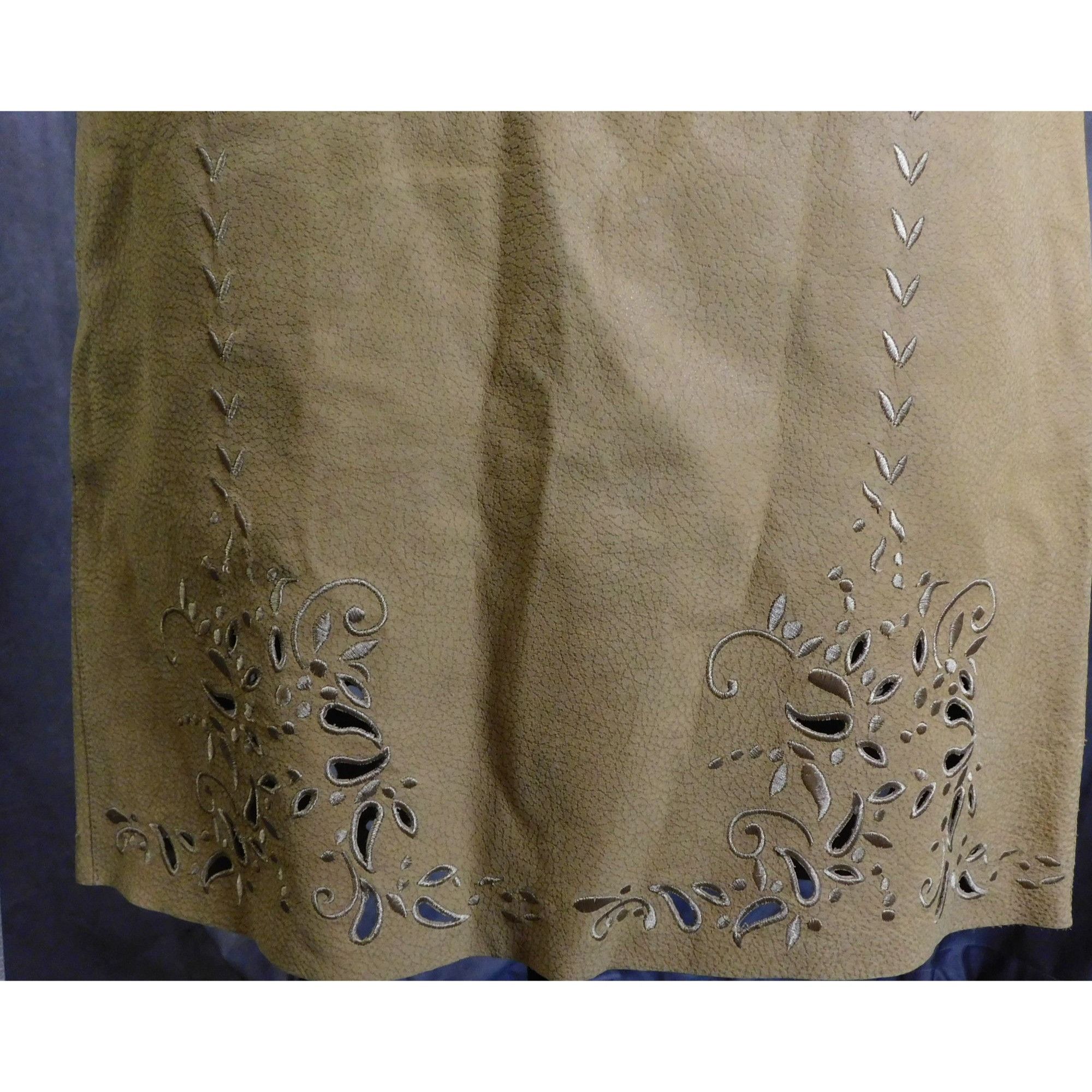 Other Vintage Carlisle Embroidered Leather Skirt Size 28" / US 6 / IT 42 - 5 Thumbnail