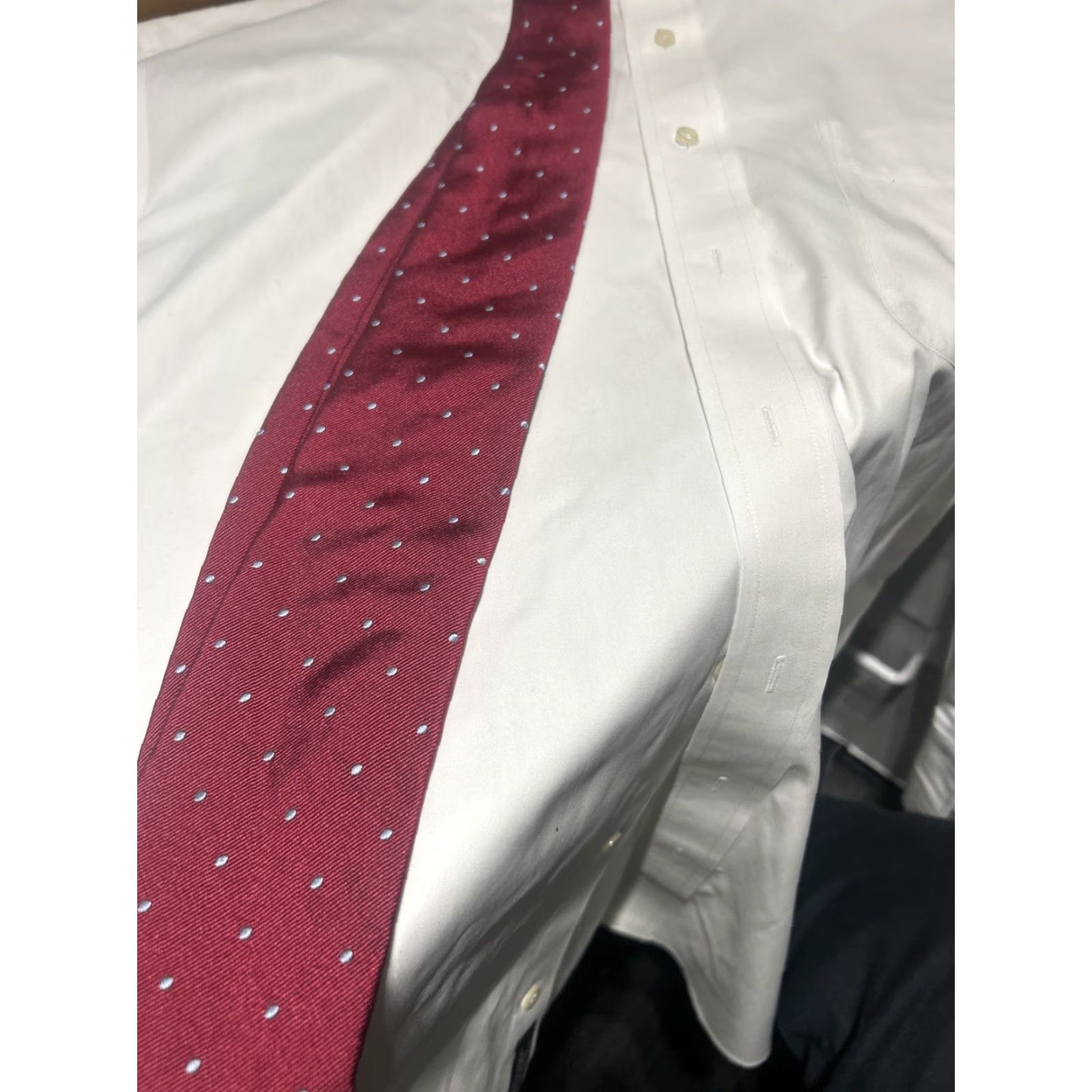 Brooks Brothers BROOKS BROTHERS NECKTIE Men Merlot BLUE POLKA DOT 100% Silk Made IN ITALY Classic One Size Red Pattern Designer Tie Size ONE SIZE - 5 Thumbnail