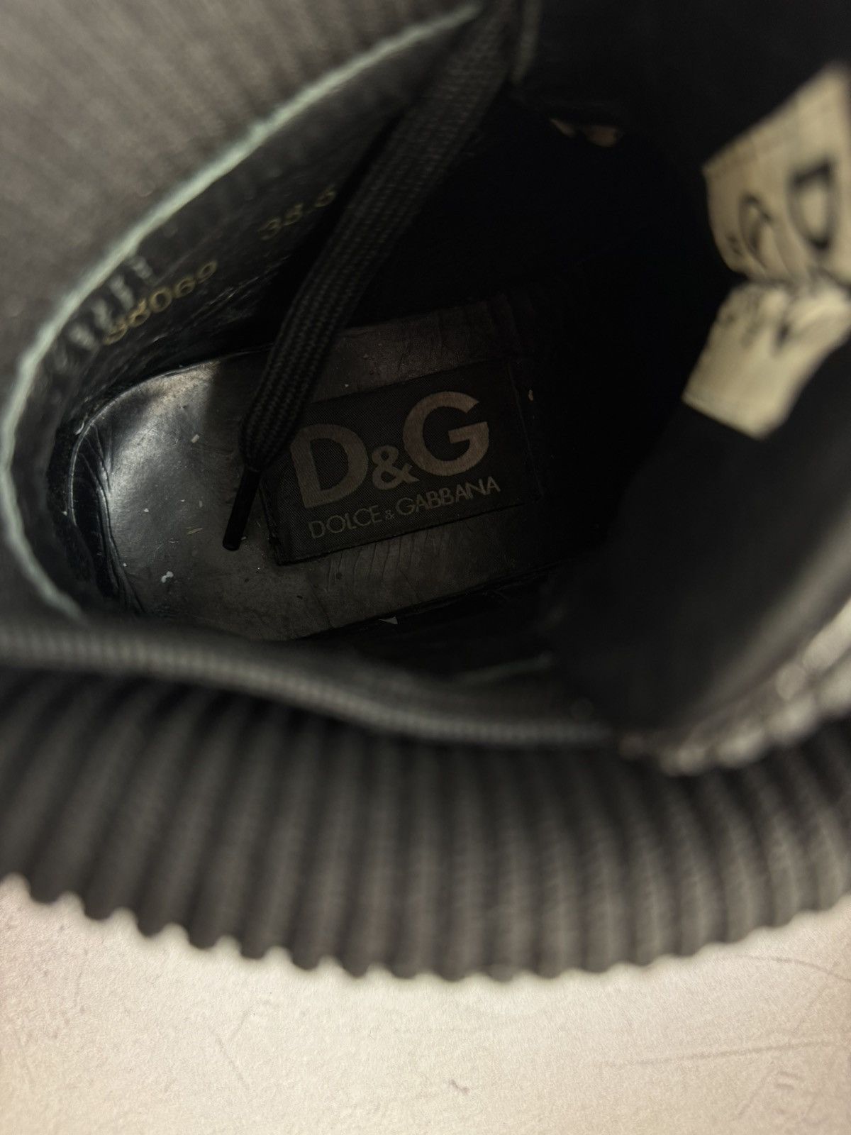 Dolce & Gabbana Dolce & Gabbana Mouse High Top Sneakers Black Leather Size US 8.5 / IT 38.5 - 12 Thumbnail