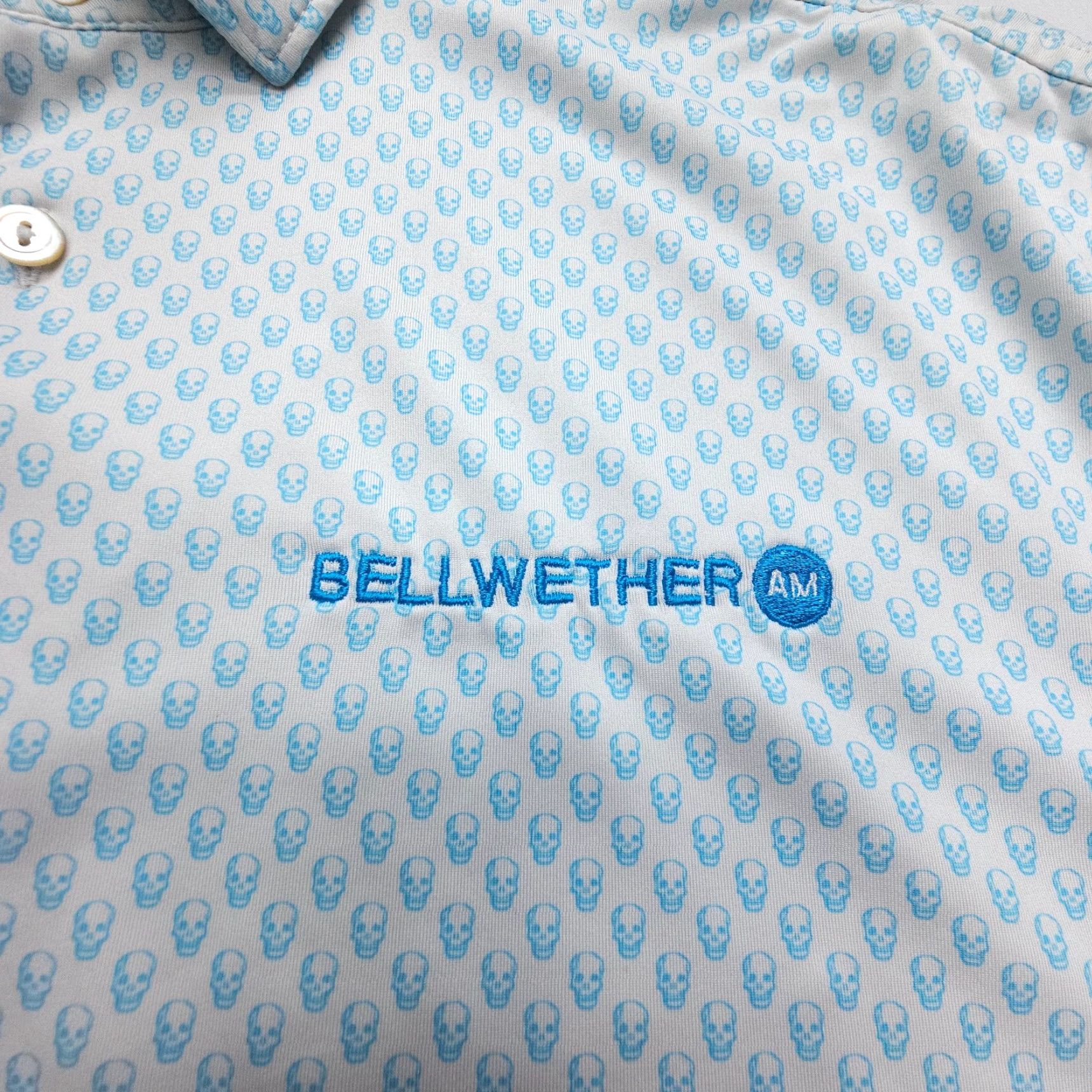 Peter Millar Peter Millar Summer Comfort Polo Mens M Blue Skull Print Stretch Geometric Short Sleeve Shirt Polo USA Capimum? Size US M / EU 48-50 / 2 - 5 Thumbnail