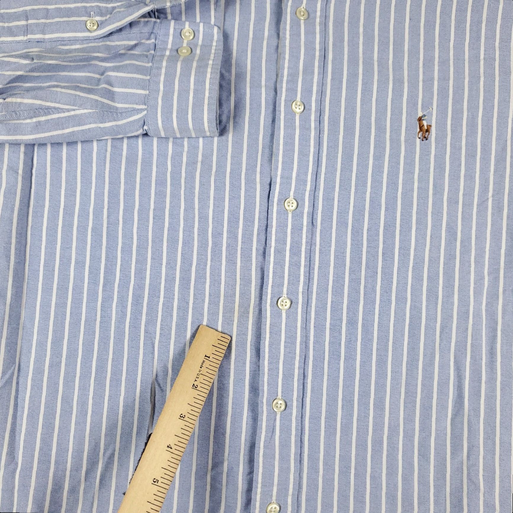 Ralph Lauren Ralph Lauren Dress Shirt Mens Size 17 Blue Striped Button Down Long Sleeve Classic Size 46R - 4 Thumbnail