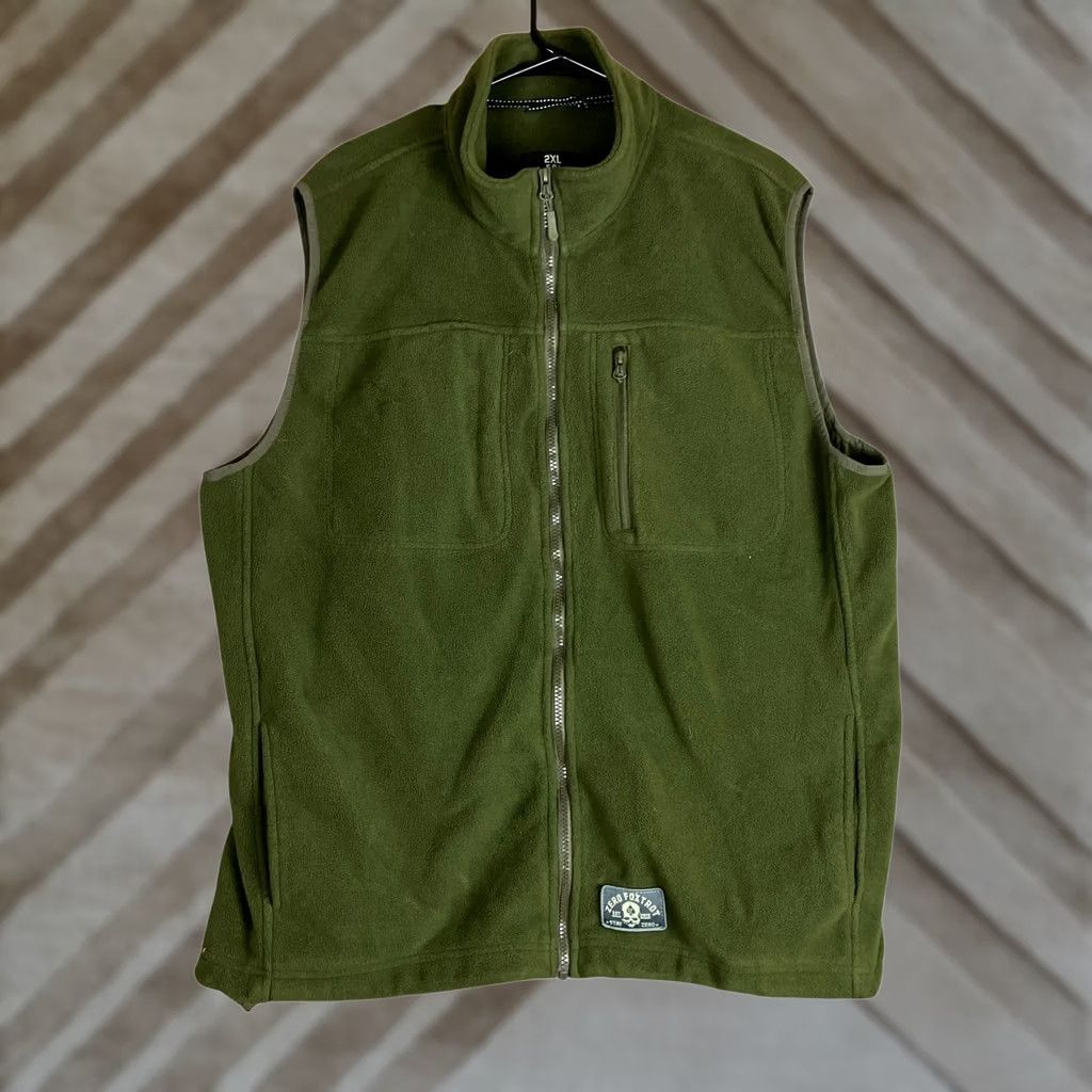 Vintage Zero Foxtrot Men Vest Green Fleece Full Zip Gilet Utility Outdoors Polyester 2XL Size US XXL / EU 58 / 5 - 1 Thumbnail