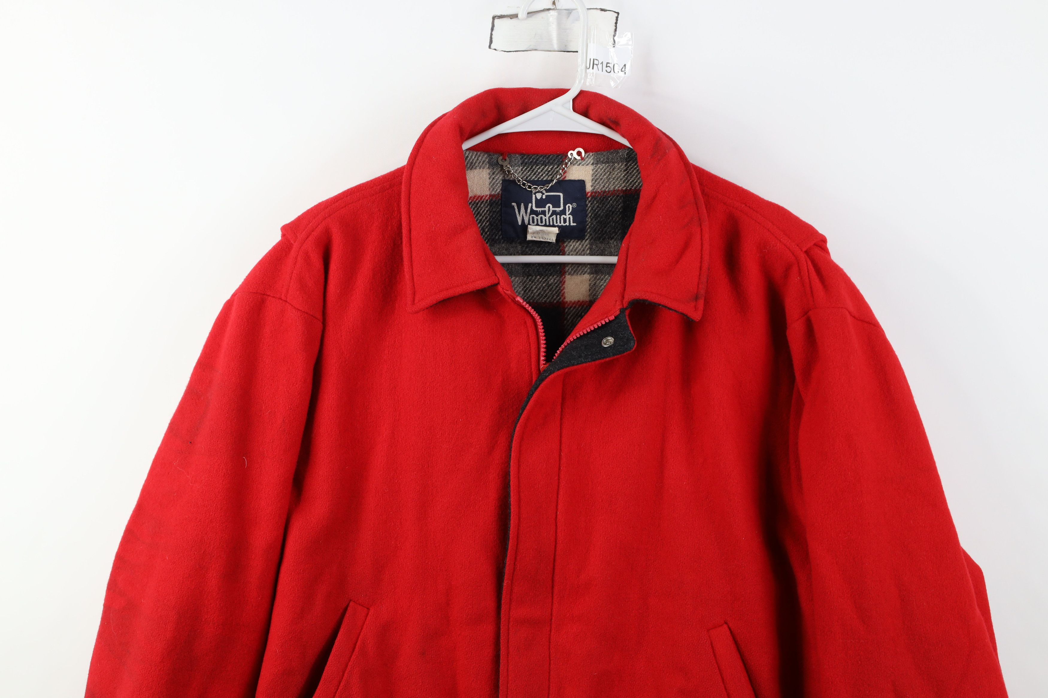 Woolrich Woolen Mills Vintage 90s Woolrich Wool Full Zip Bomber Jacket Red USA Size US XL / EU 56 / 4 - 2 Thumbnail