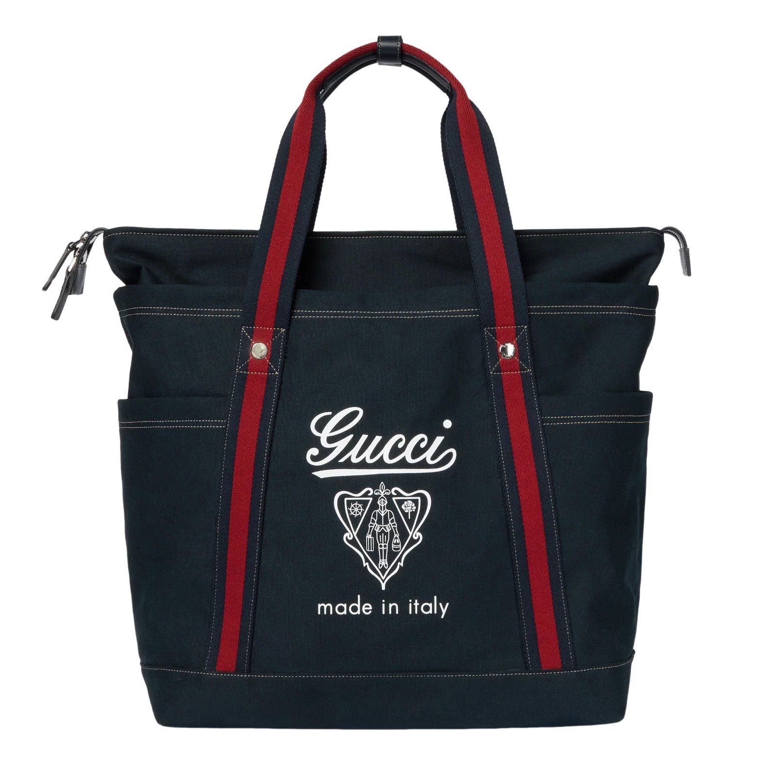 GUCCI $1850 Dark Blue Canvas Large Tote Bag New & Authentic