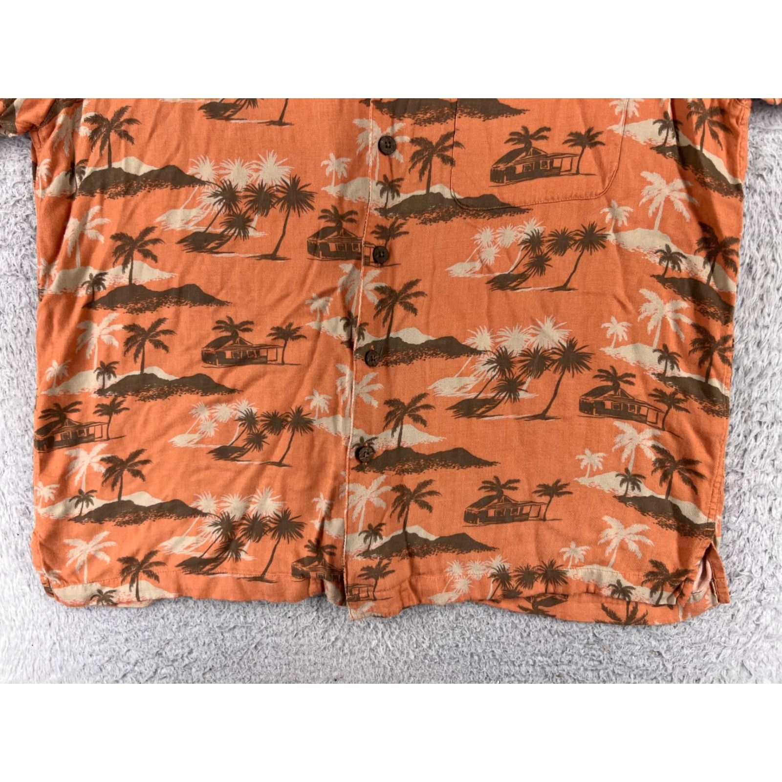 Vintage Caribbean Men Shirt L Orange Hawaiian All Over Print Beach Aloha Resort Shirt (Button-Up) Size US L / EU 52-54 / 3 - 5 Thumbnail
