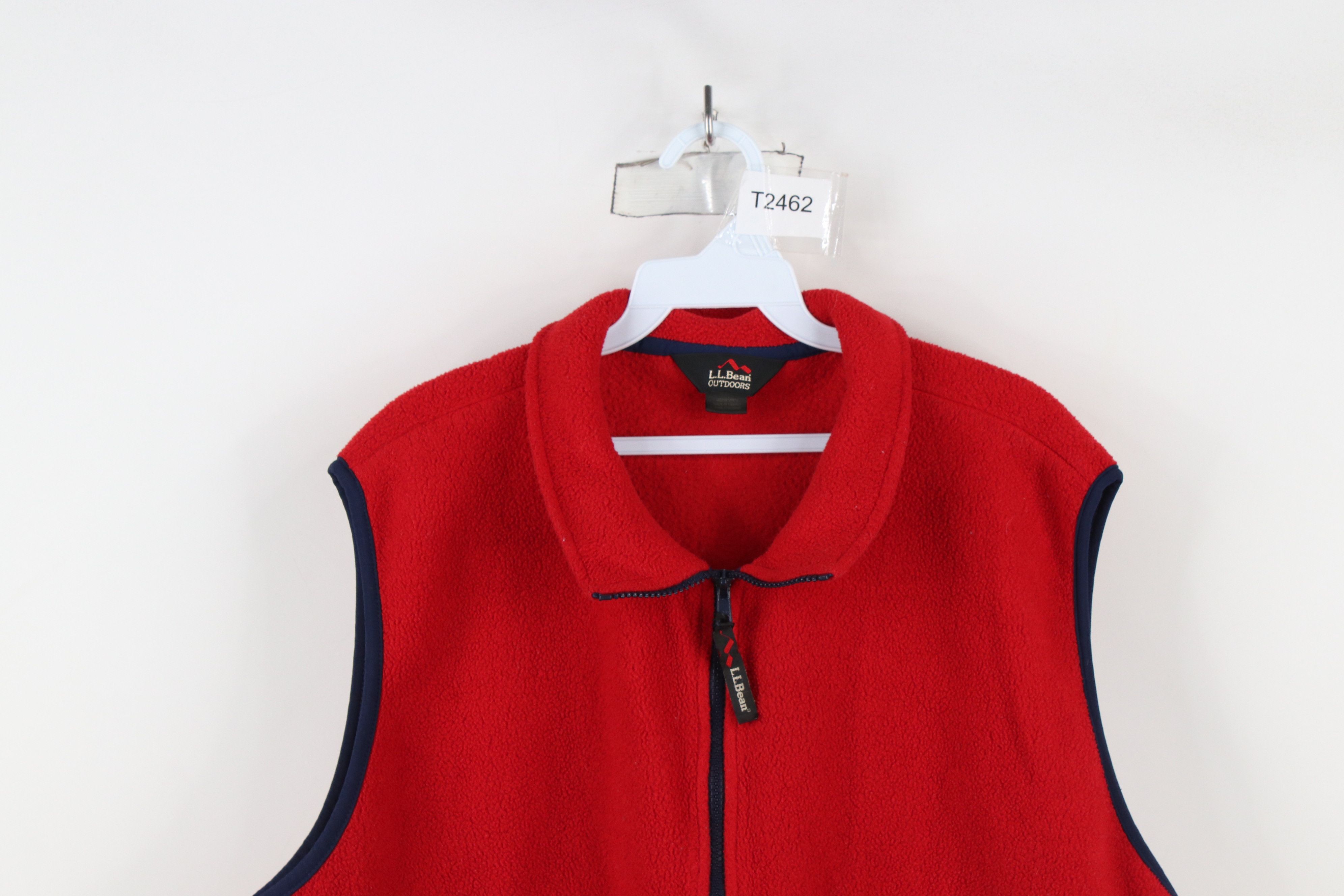 L.L. Bean × Vintage Vintage 90s LL Bean Blank Full Zip Fleece Vest Jacket Red Size US XL / EU 56 / 4 - 2 Thumbnail