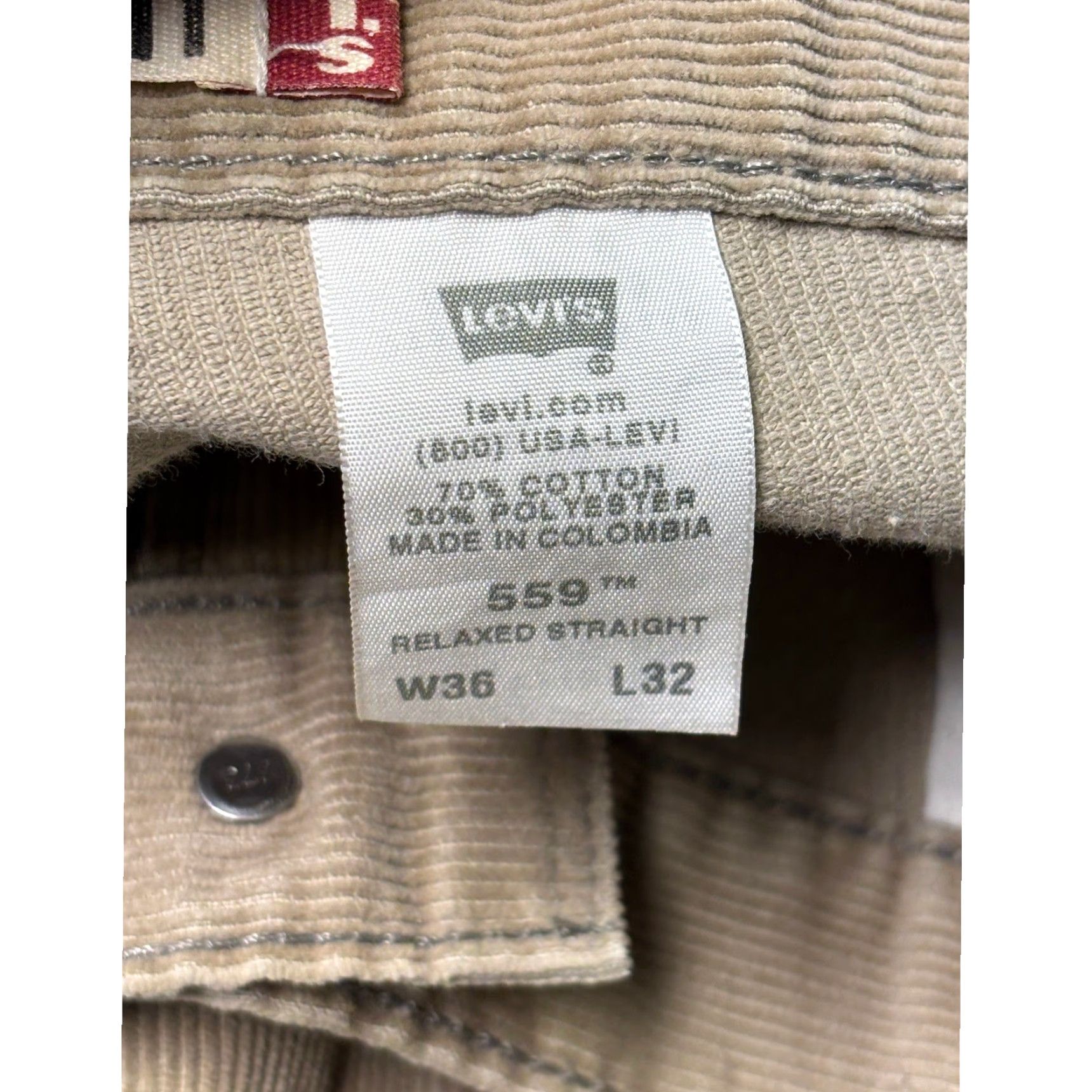 Levi's Levi's 559 Relaxed Straight Corduroy Pants Tan Mens W36 L32 Corduroy Straight Leg 90s Style Jeans Button Zip Pockets Size US 36 / EU 52 - 6 Thumbnail