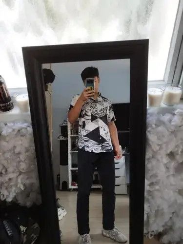 Other Hawaiian Shirt Men Fashion Flower Geometric Printed Shirt Size US XL / EU 56 / 4 - 2 Thumbnail