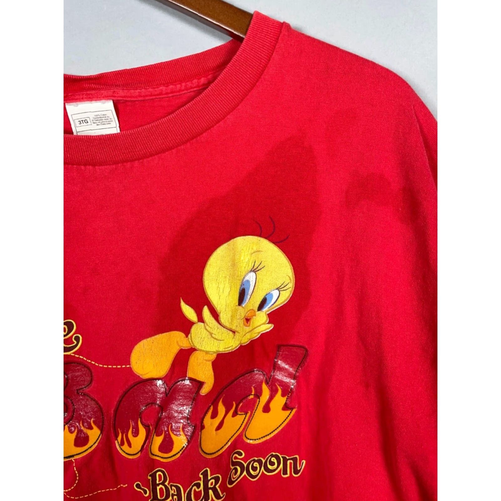 Vintage VINTAGE Looney Tunes Tweety Bird Cartoon T-Shirt Adult 3XL Red Double-Sided * Size US XXL / EU 58 / 5 - 7 Thumbnail