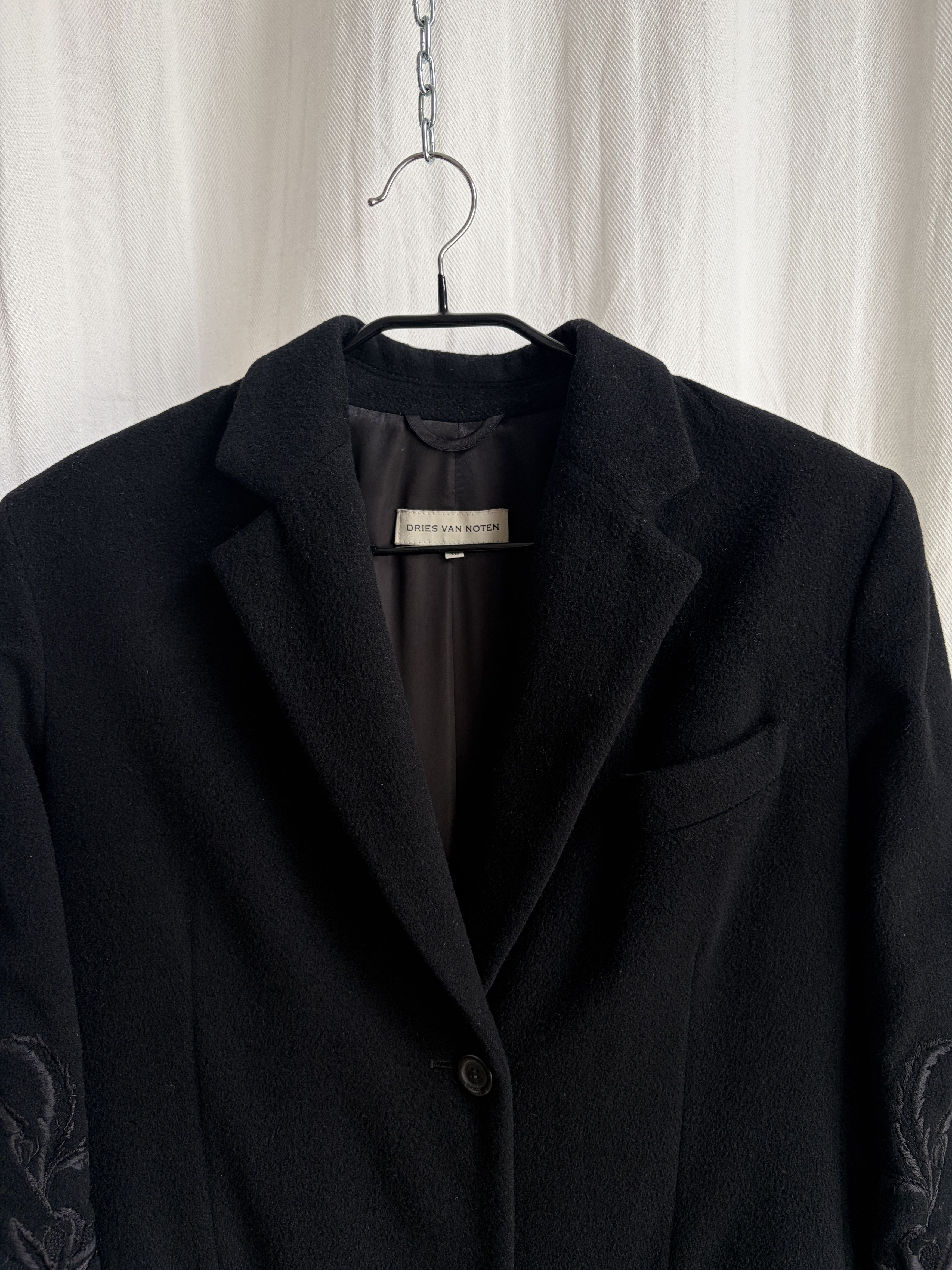 Dries Van Noten AW98 Embroidered Wool Coat w/ Fur Trim Size XS / US 0-2 / IT 36-38 - 5 Thumbnail