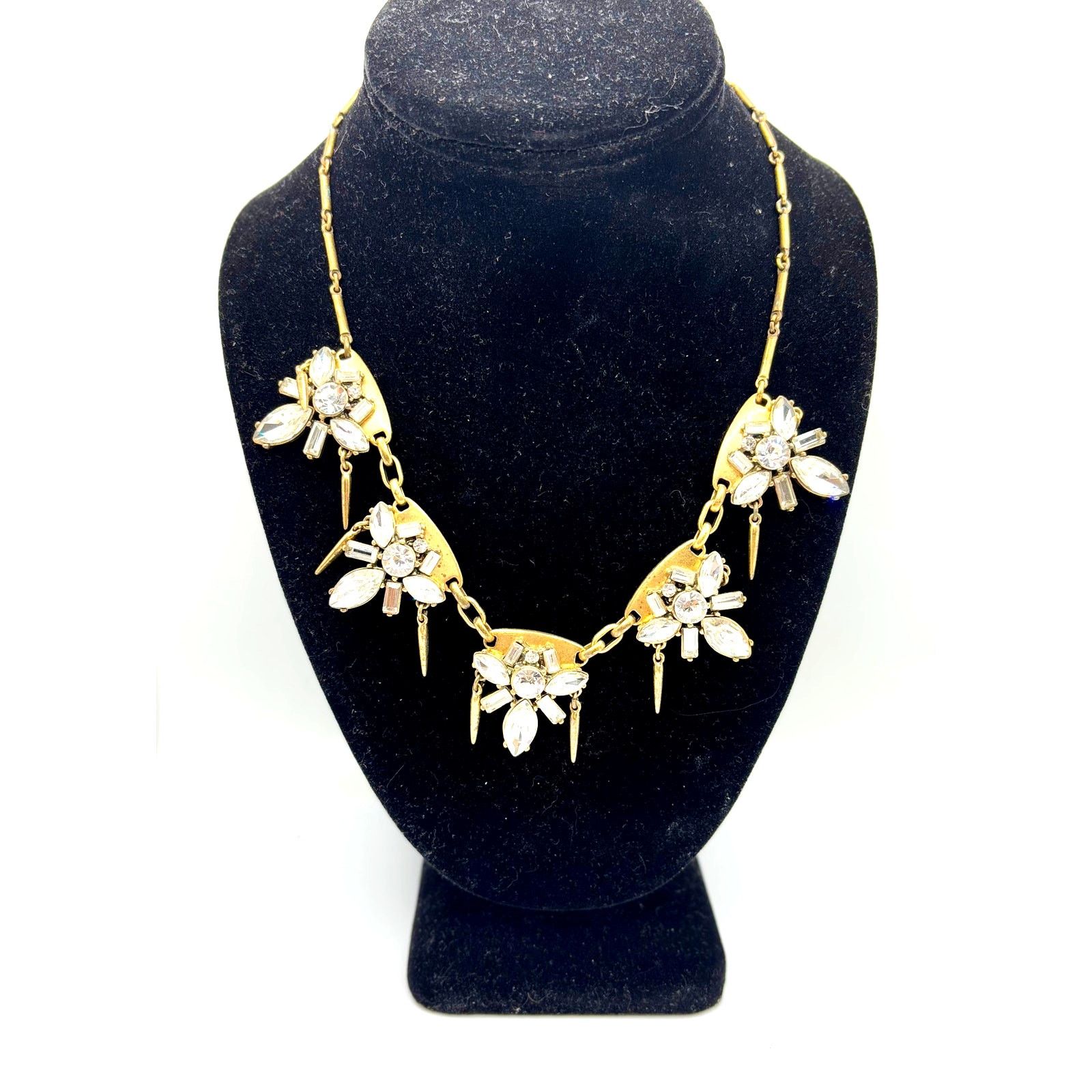 J.Crew J. CREW Goldtone Rose Quartz Floral Statement Necklace Size ONE SIZE - 1 Thumbnail