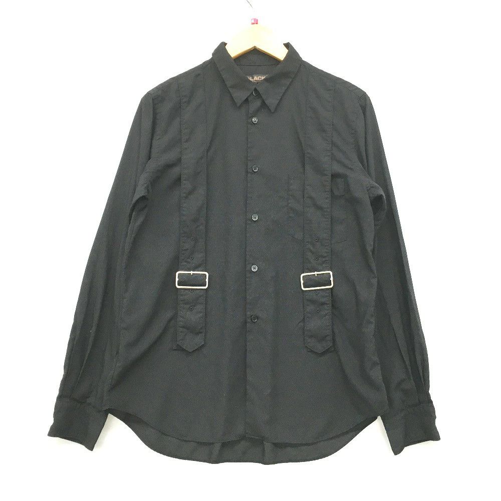 Comme des Garcons Black Shirt Belted Long Sleeve Button Up Plain Black Size US M / EU 48-50 / 2 - 1 Thumbnail