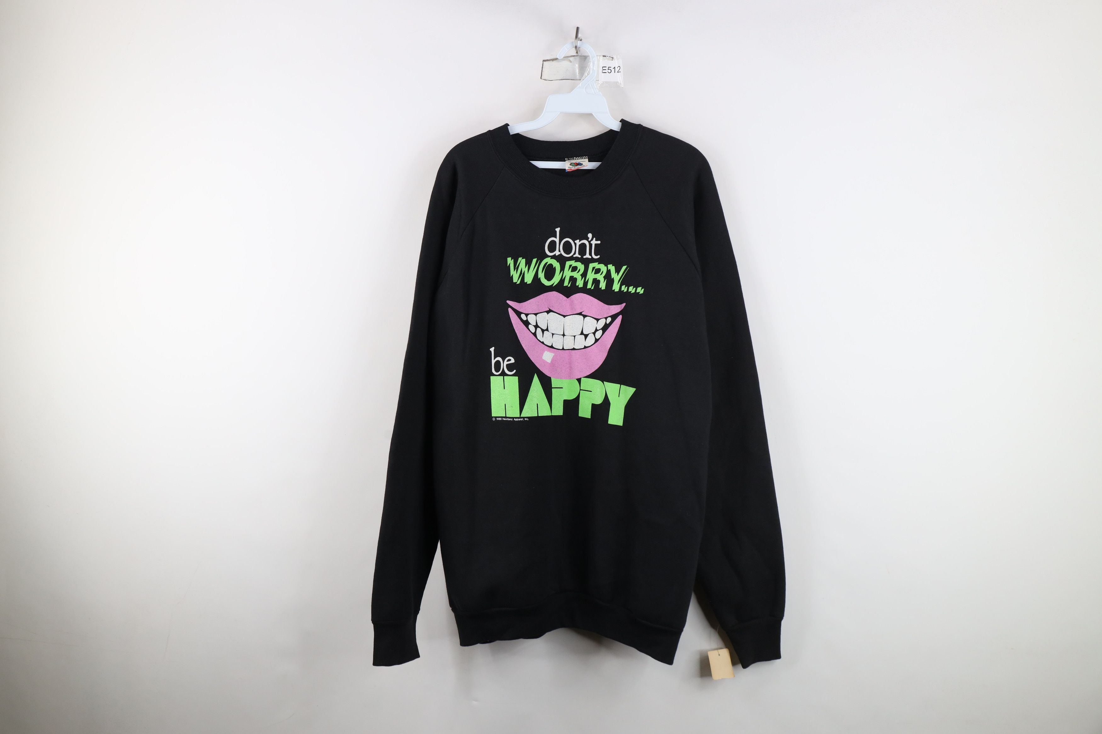 Vintage Deadstock Vintage 80s Streetwear Be Happy Sweatshirt USA Size US XL / EU 56 / 4 - 1 Thumbnail