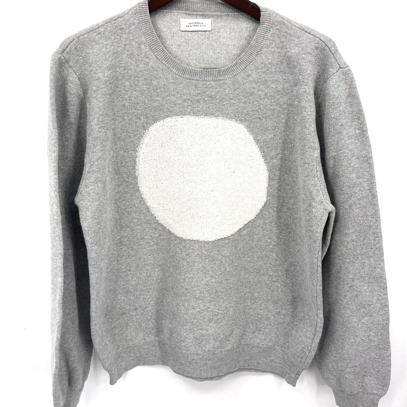 Vintage Saturdays New York Sweater Womens Size Medium Gray Fuzzy Circle Pullover READ Size M / US 6-8 / IT 42-44 - 2 Thumbnail