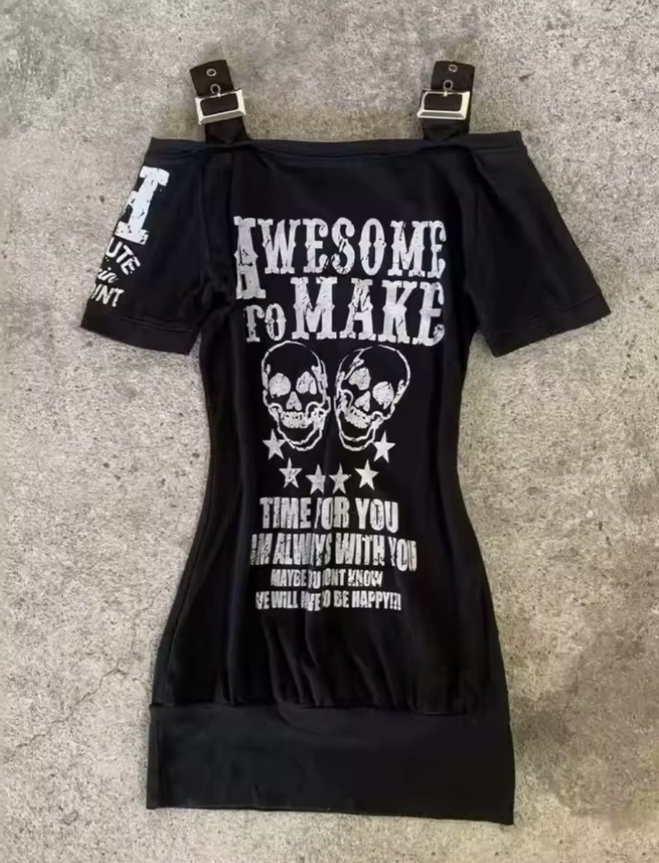 Vintage Y2k 2000s Mini Skull Punk Gothic Dress Off Shoulder Size M / US 6-8 / IT 42-44 - 1 Thumbnail