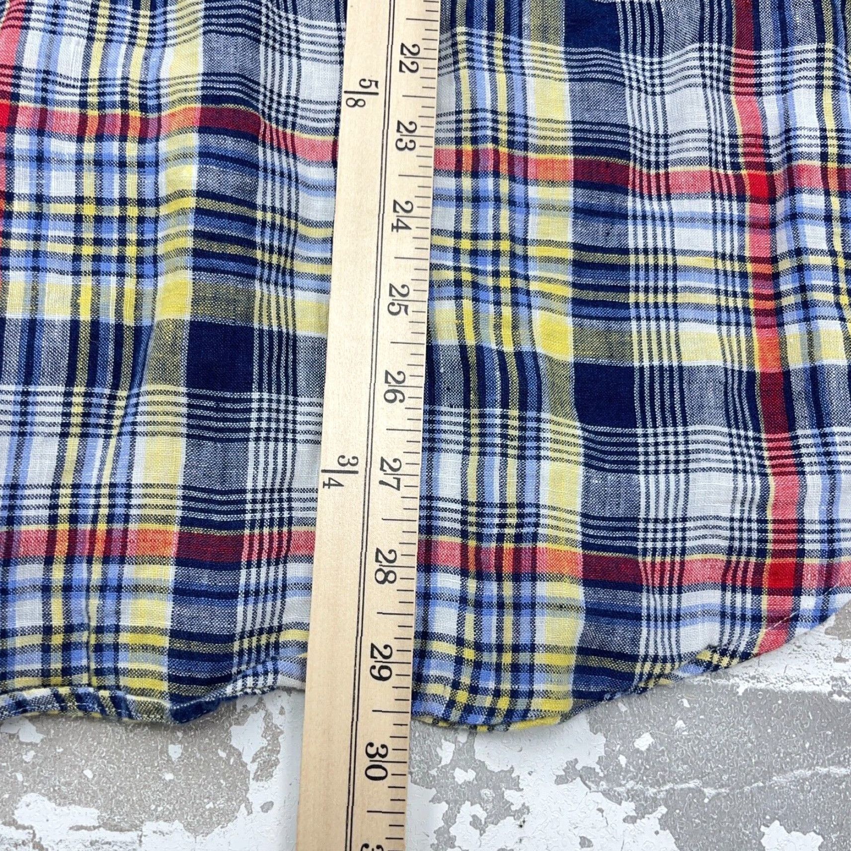 Polo Ralph Lauren Vintage Polo Ralph Lauren Shirt Men Small Blue Red Plaid Button-Up Linen Dress Casual Elegant Size 36R - 7 Thumbnail